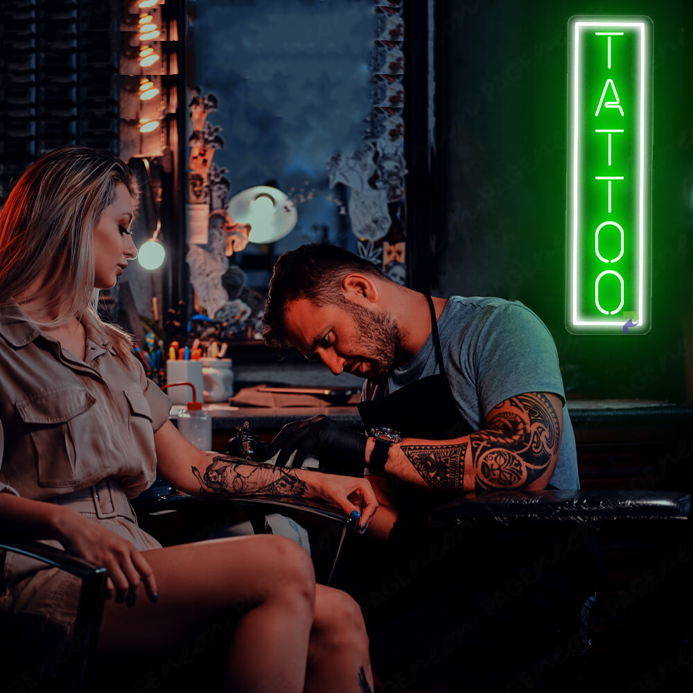 Vertical Tattoo Neon Sign Led Light Green