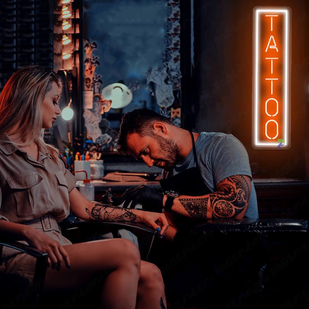 Vertical Tattoo Neon Sign Led Light Orange