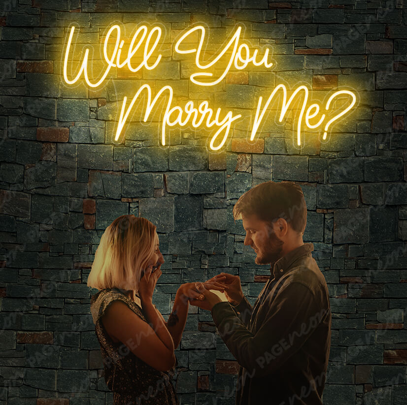 Will You Marry Me Neon Sign Led Wedding Sign Orange Yellow