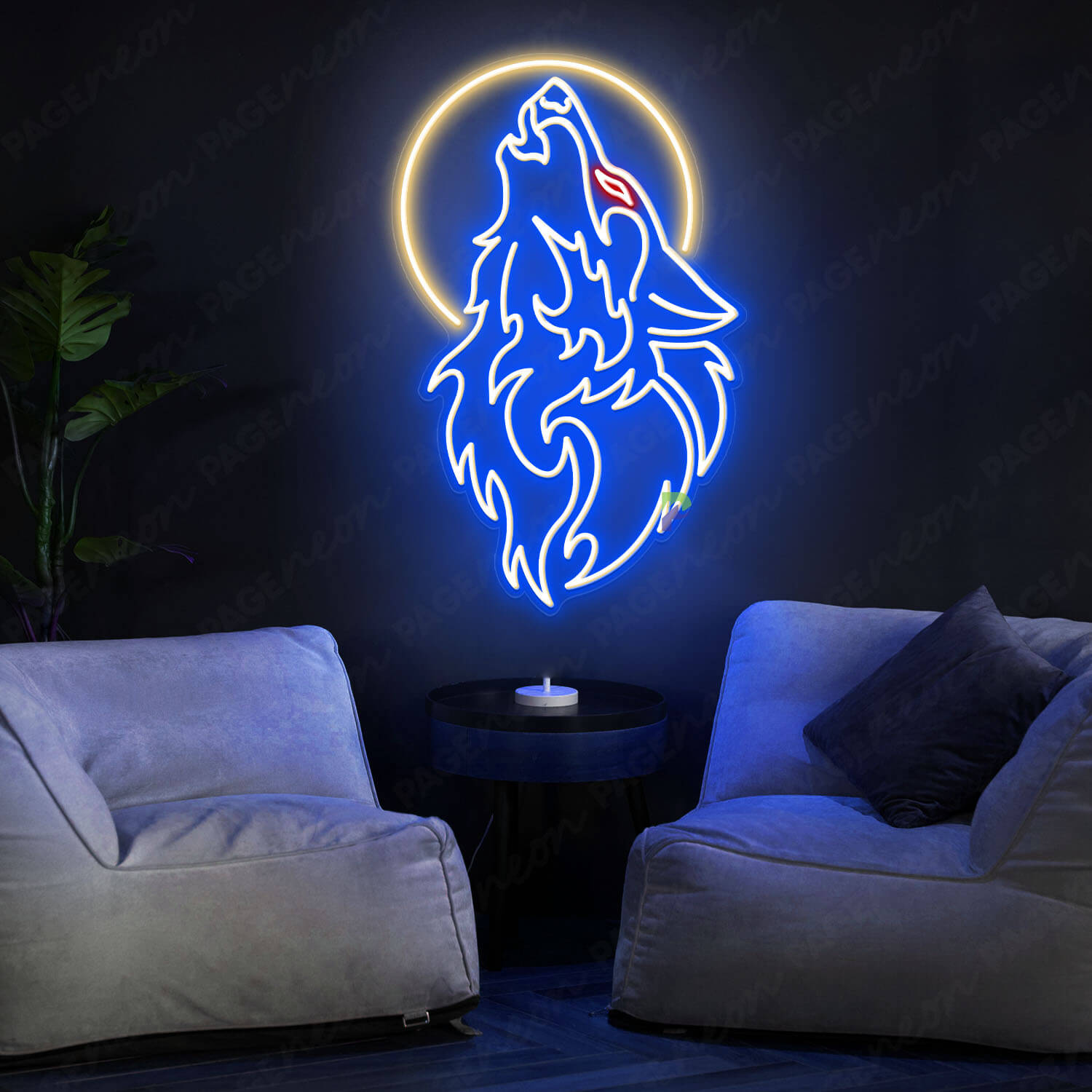 Wolf Neon Sign Blue Neon Light