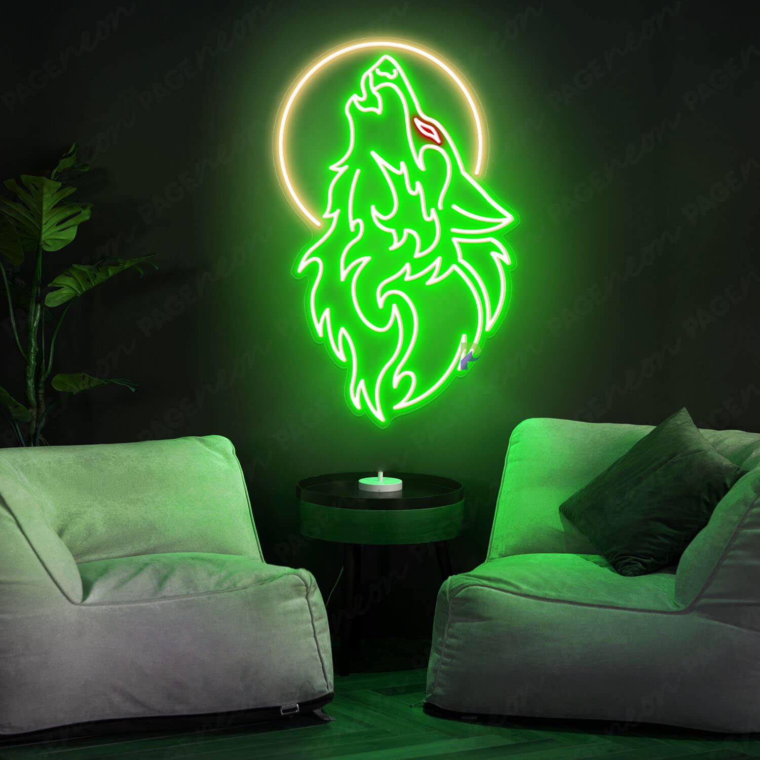 Wolf Neon Sign Green Neon Light