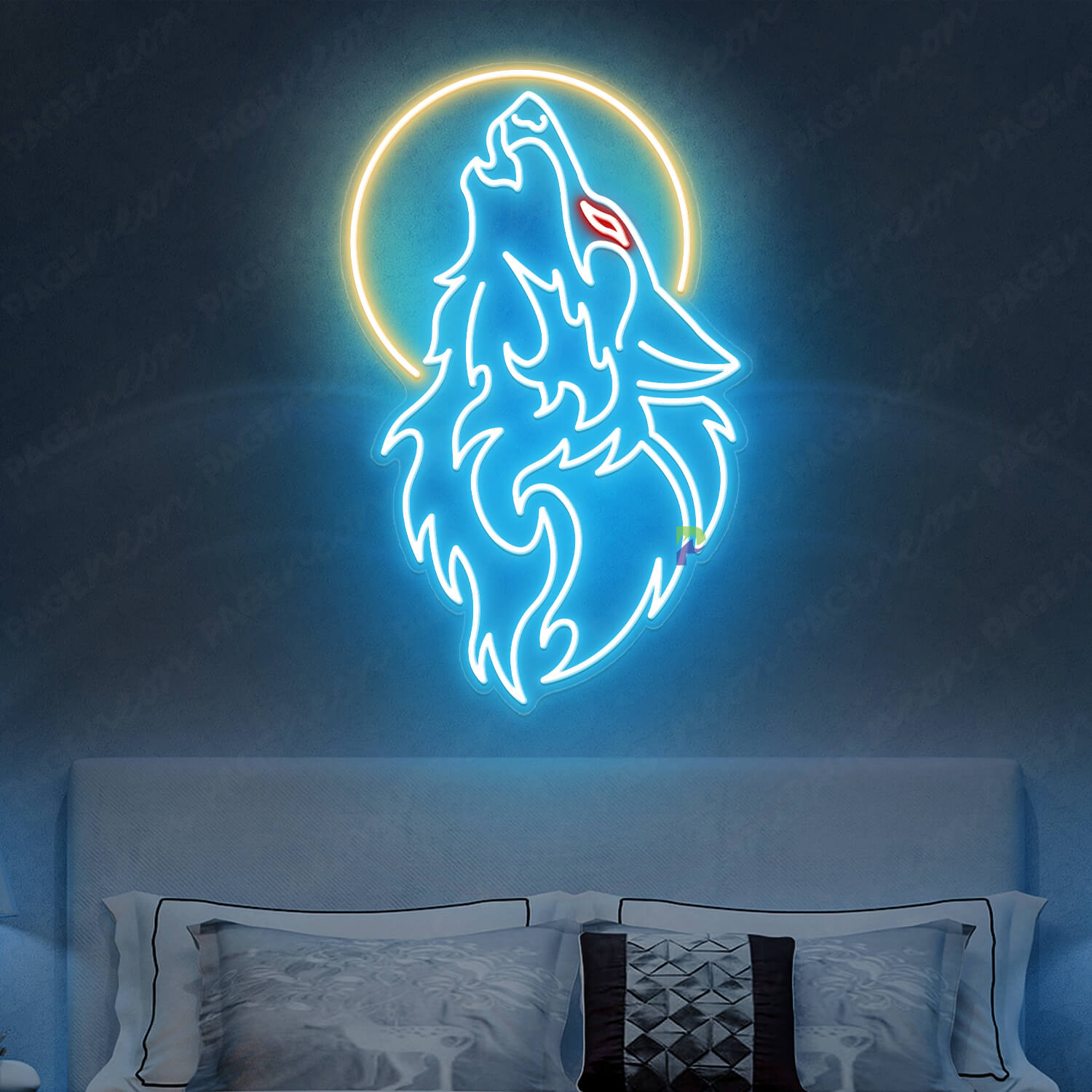 Wolf Neon Sign Light Blue Neon Light