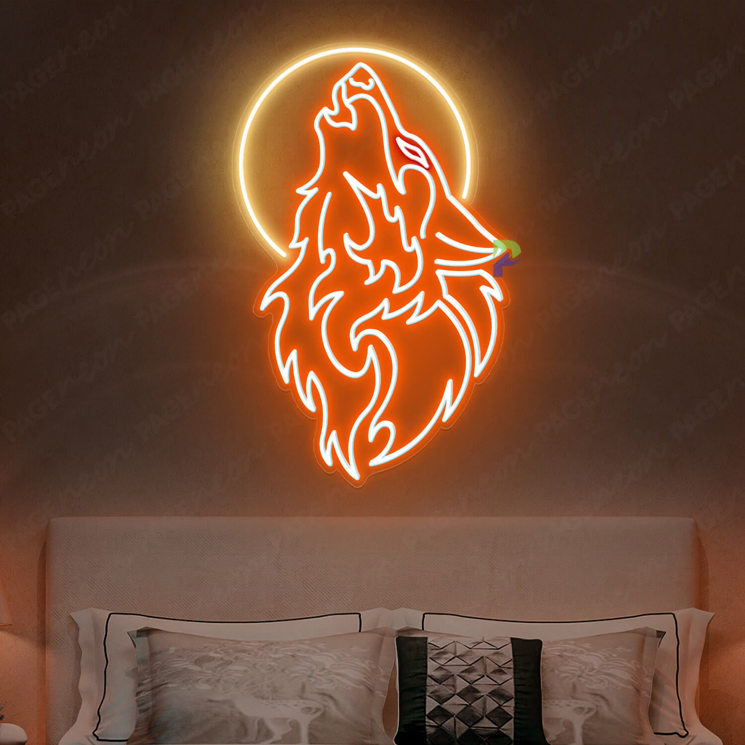 Wolf Neon Sign Orange Neon Light