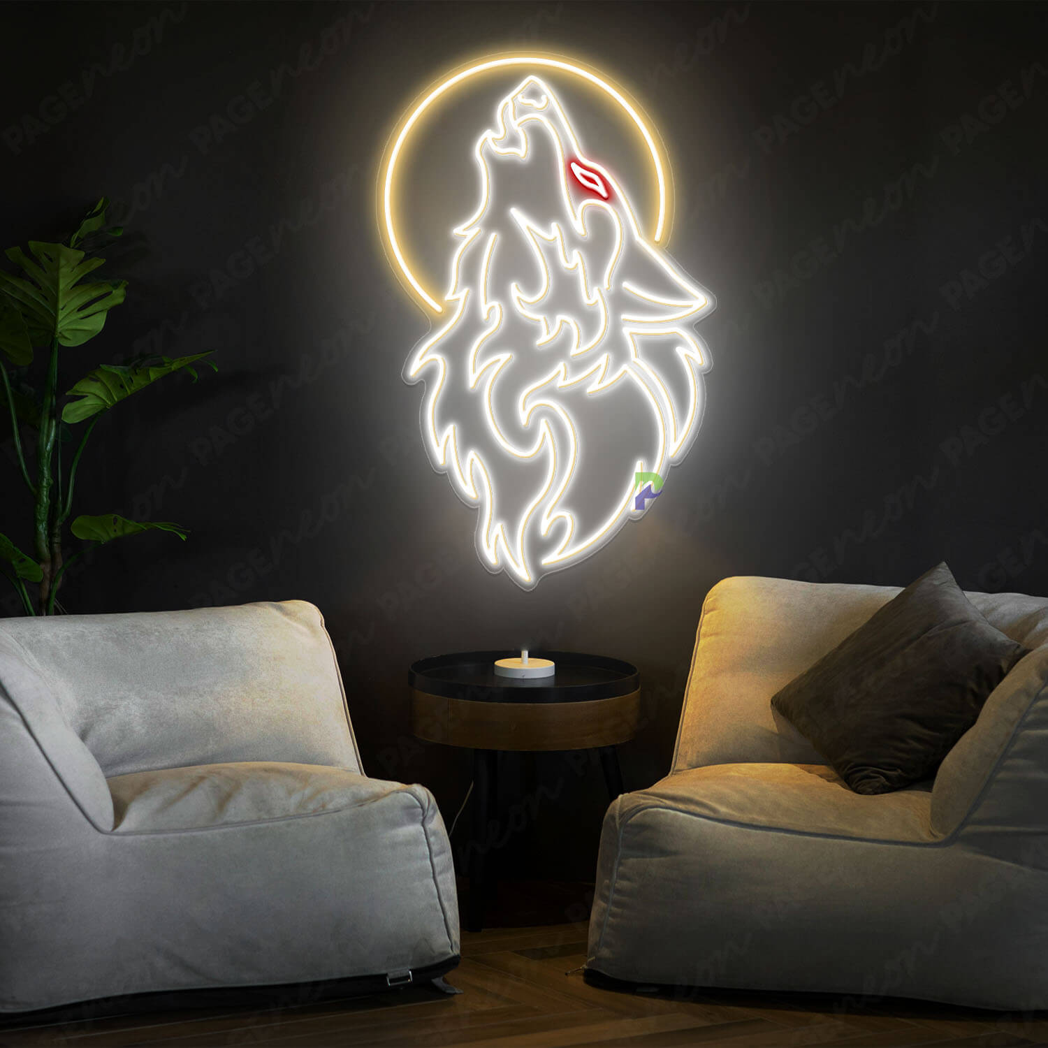 Wolf Neon Sign White Neon Light