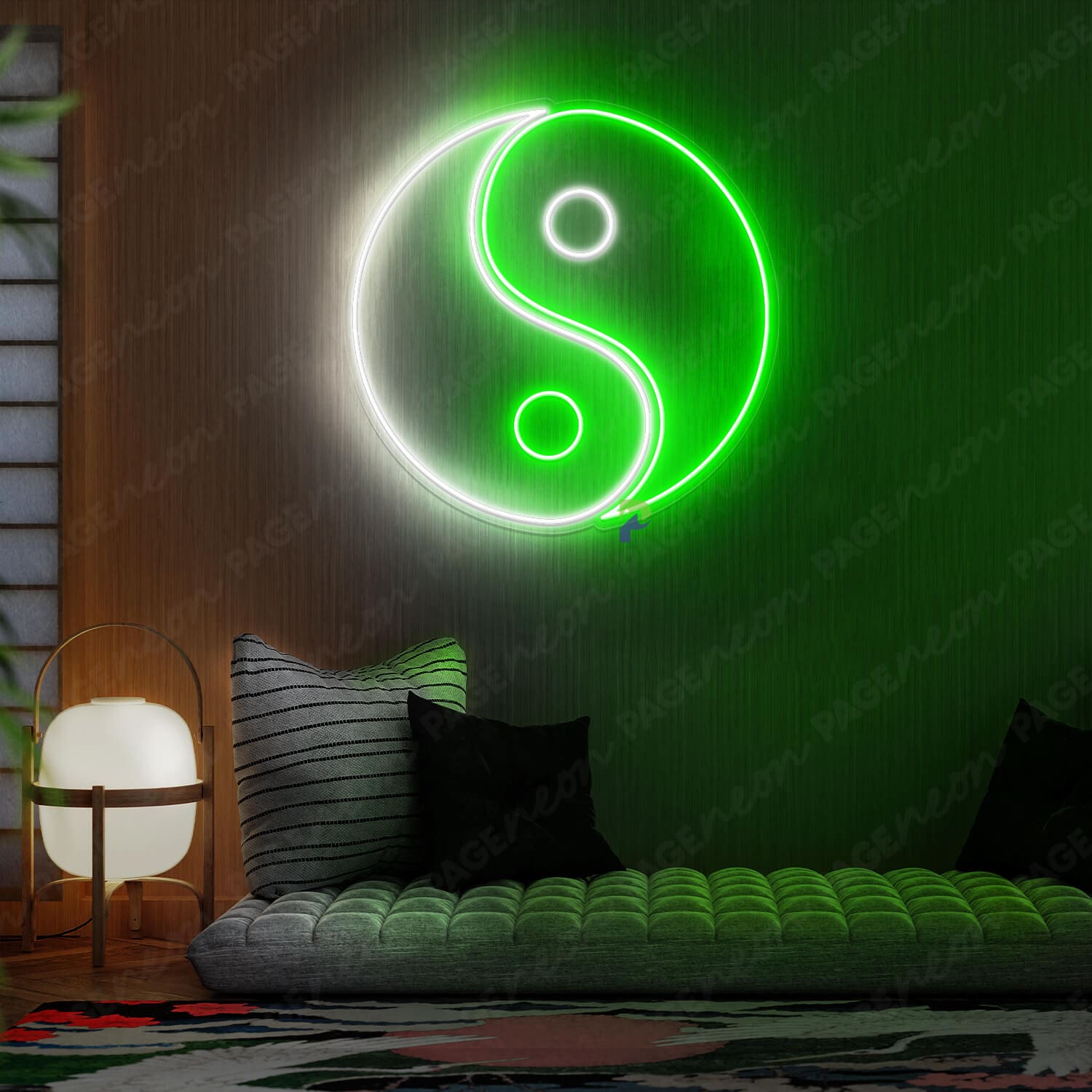 Yin Yang Neon Sign Japanese Led Light Green