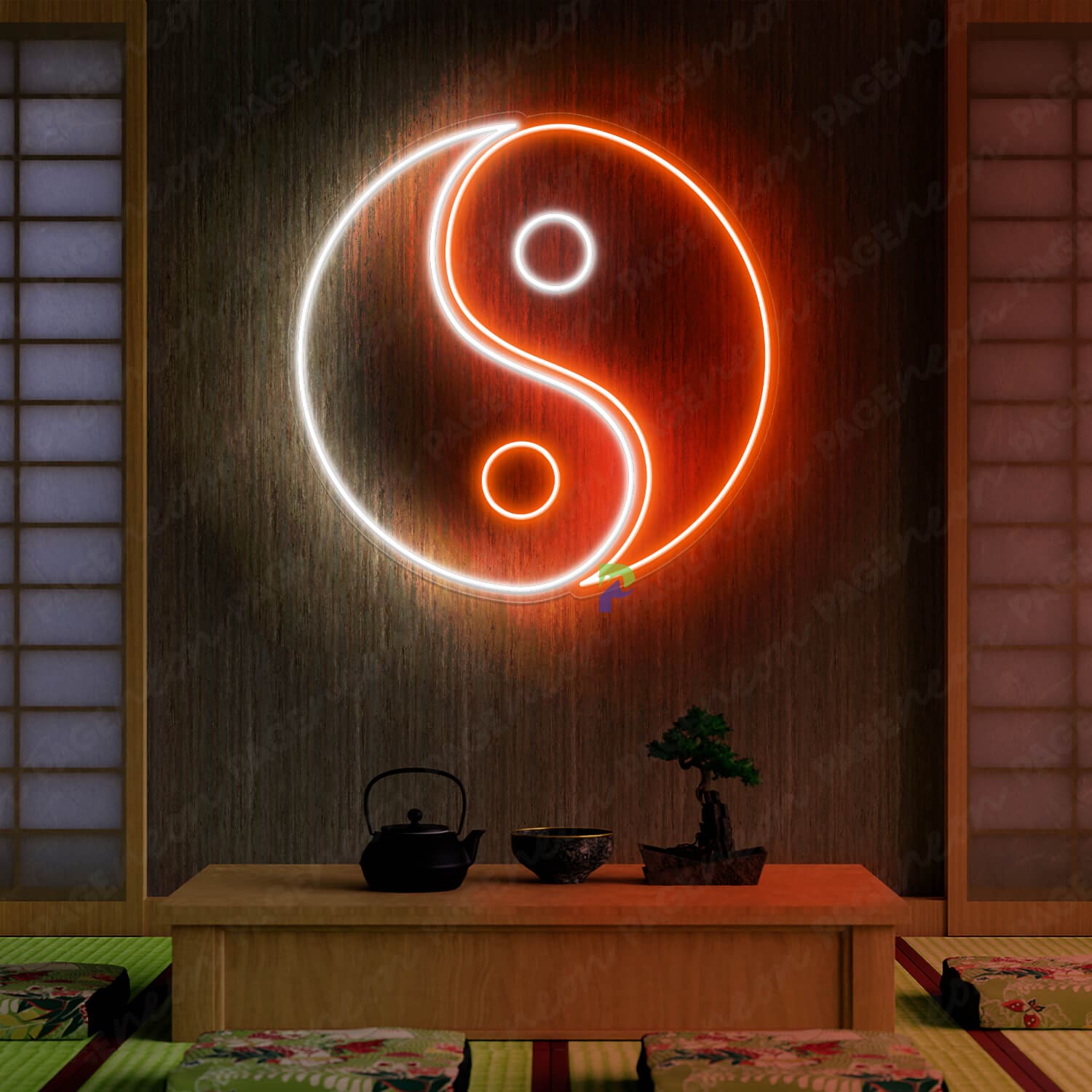 Yin Yang Neon Sign Japanese Led Light Orange