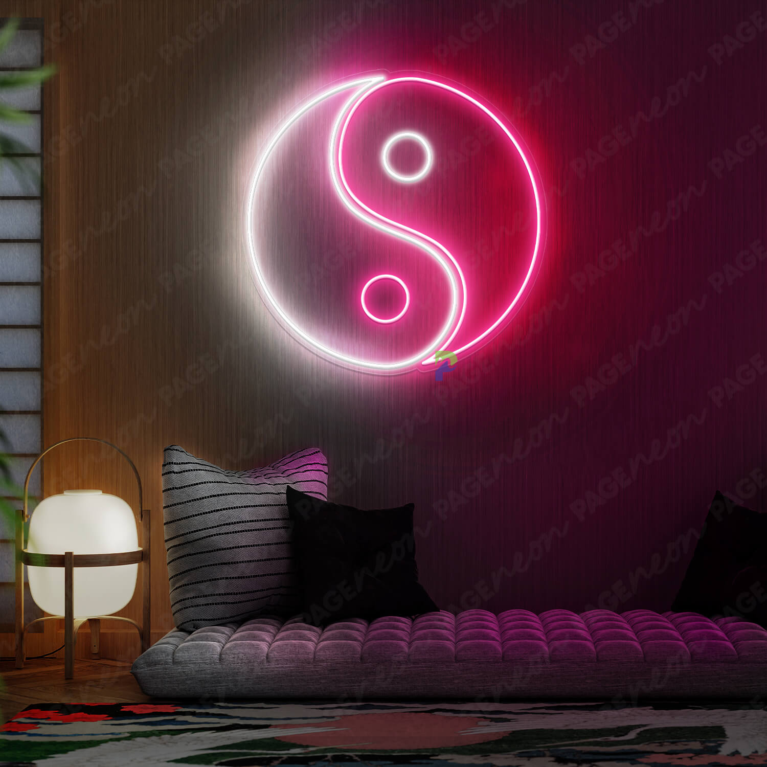 Yin Yang Neon Sign Japanese Led Light Pink