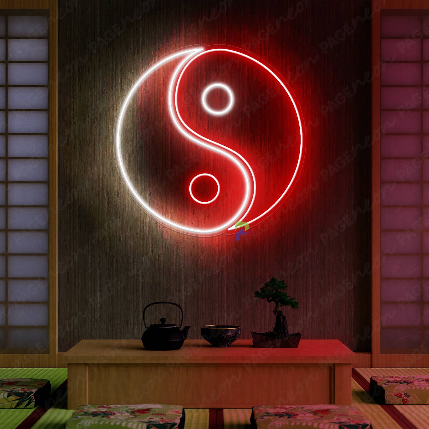 Yin Yang Neon Sign Japanese Led Light Red