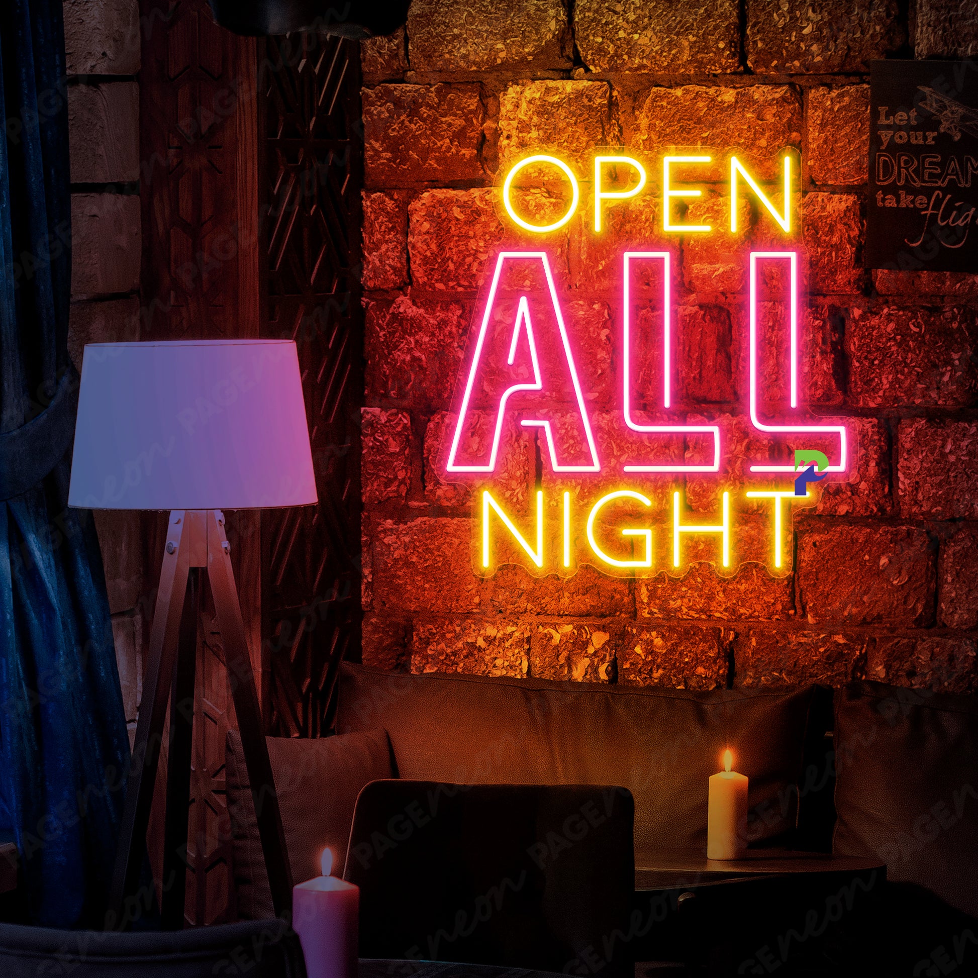 Open All Night Neon Sign Bar Led Light pink