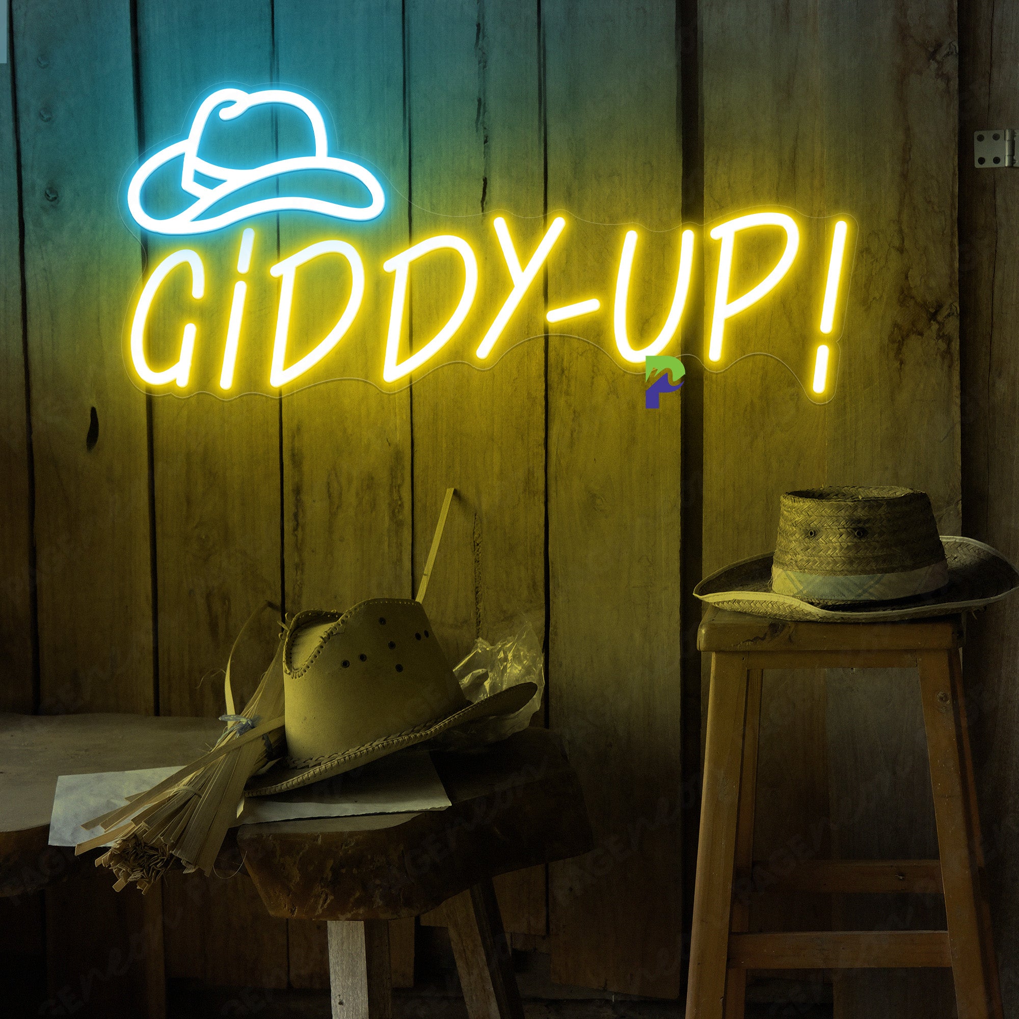 Giddy Up Neon Sign CowBoy Led Light Up Sign