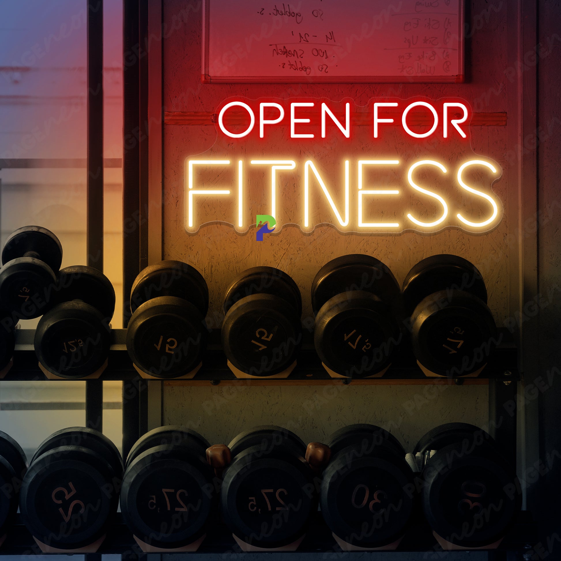 Open For Fitness Neon Sign Buisness Gym Led Light gold yellow