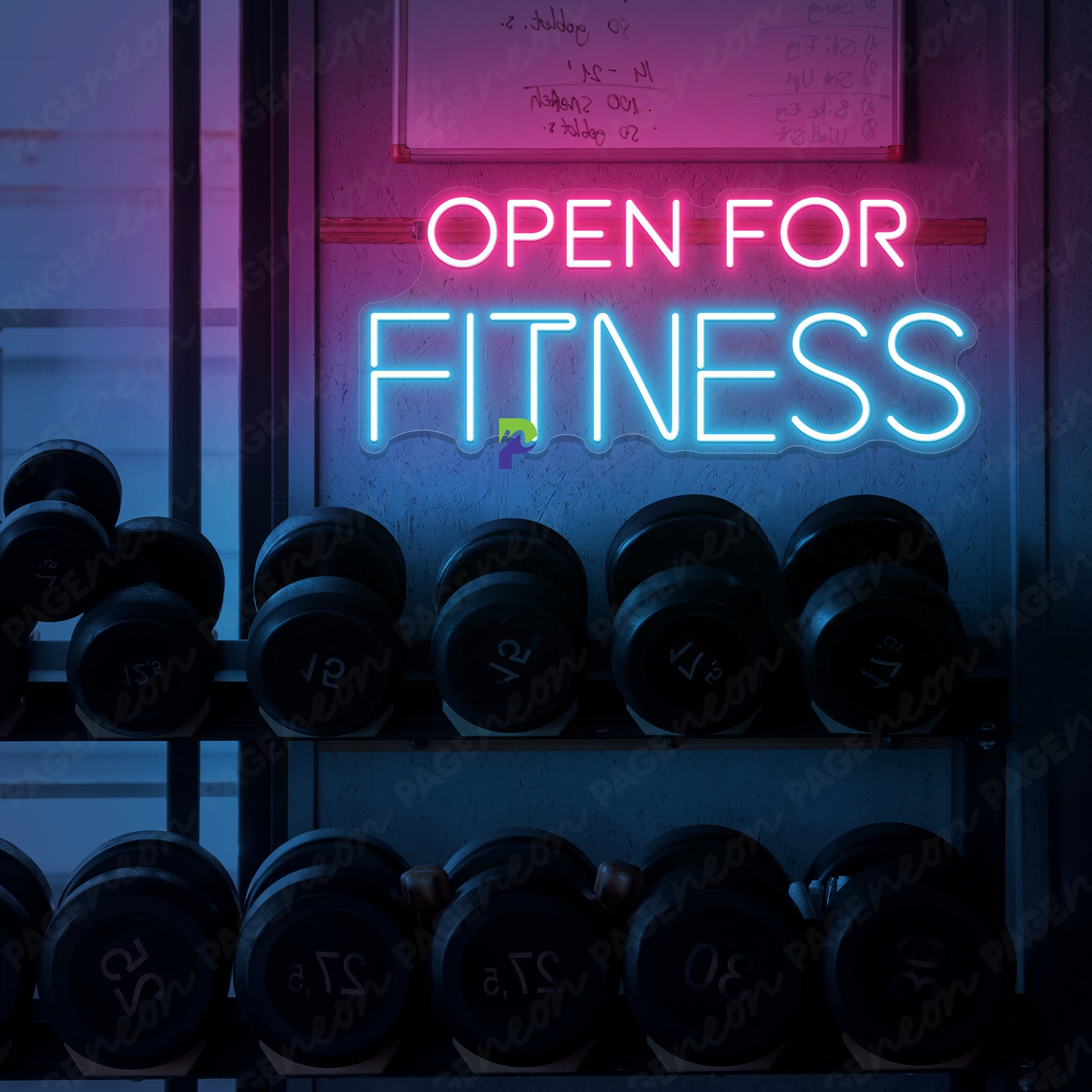 Open For Fitness Neon Sign Buisness Gym Led Light light blue