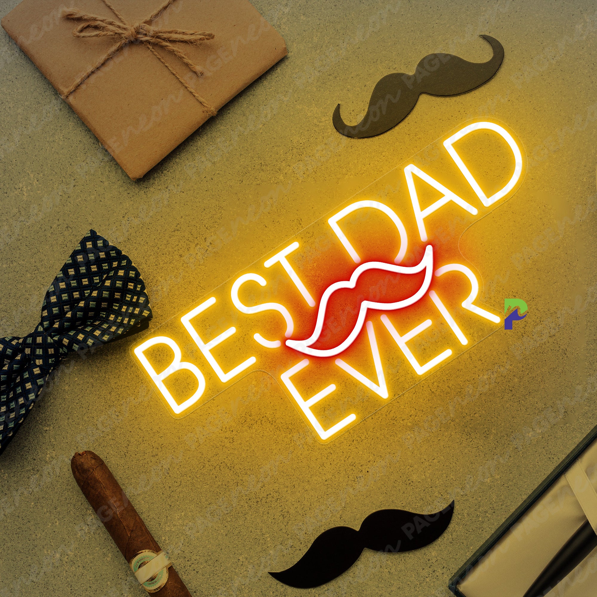 Best Dad Ever Neon Sign Fathers Day Led Light orange yellow
