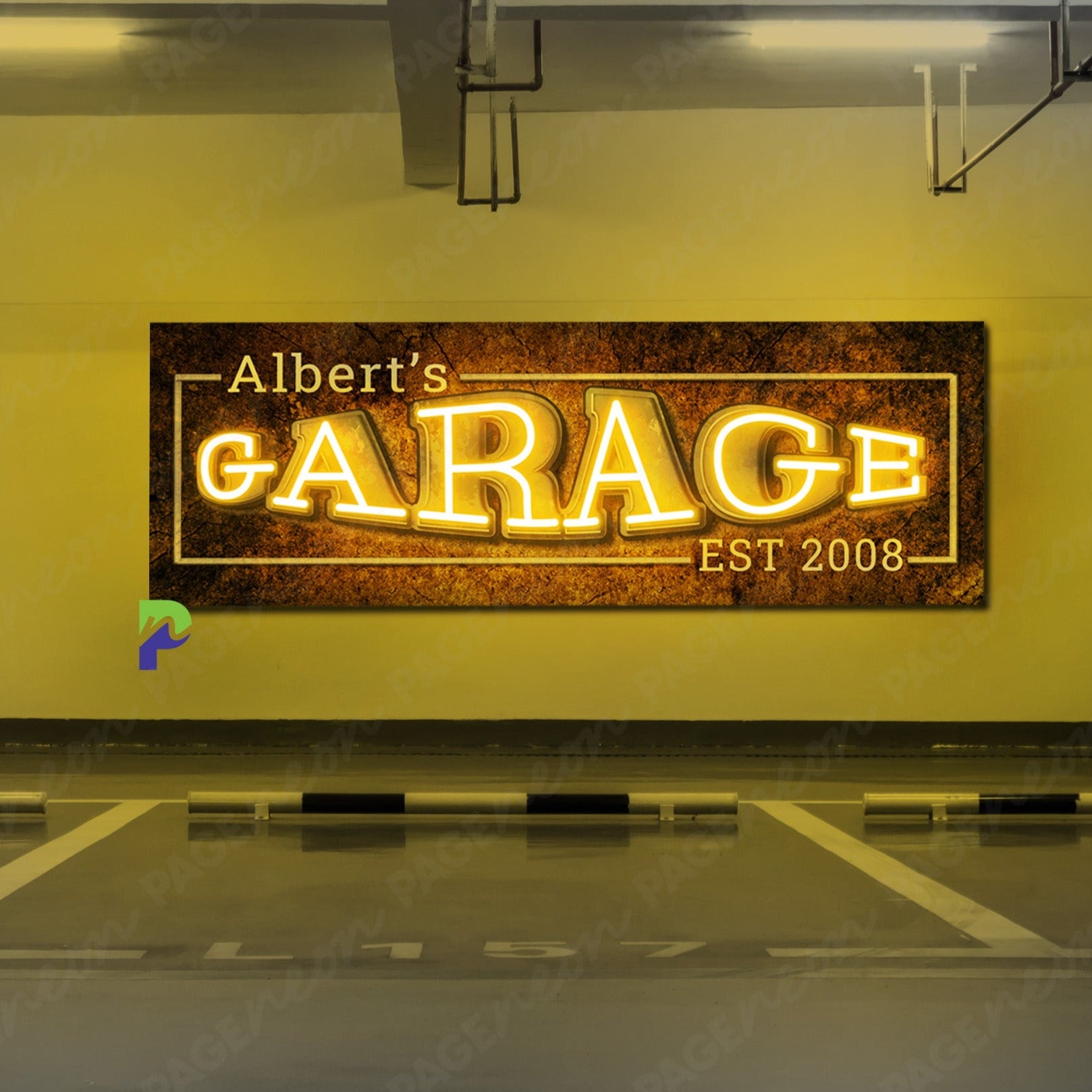 Garage Neon Sign Custom Name Led Light yellow