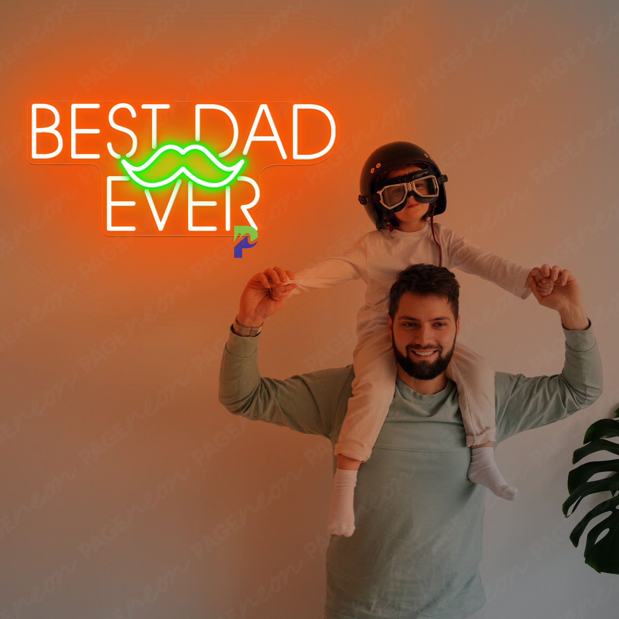 Best Dad Ever Neon Sign Fathers Day Led Light orange
