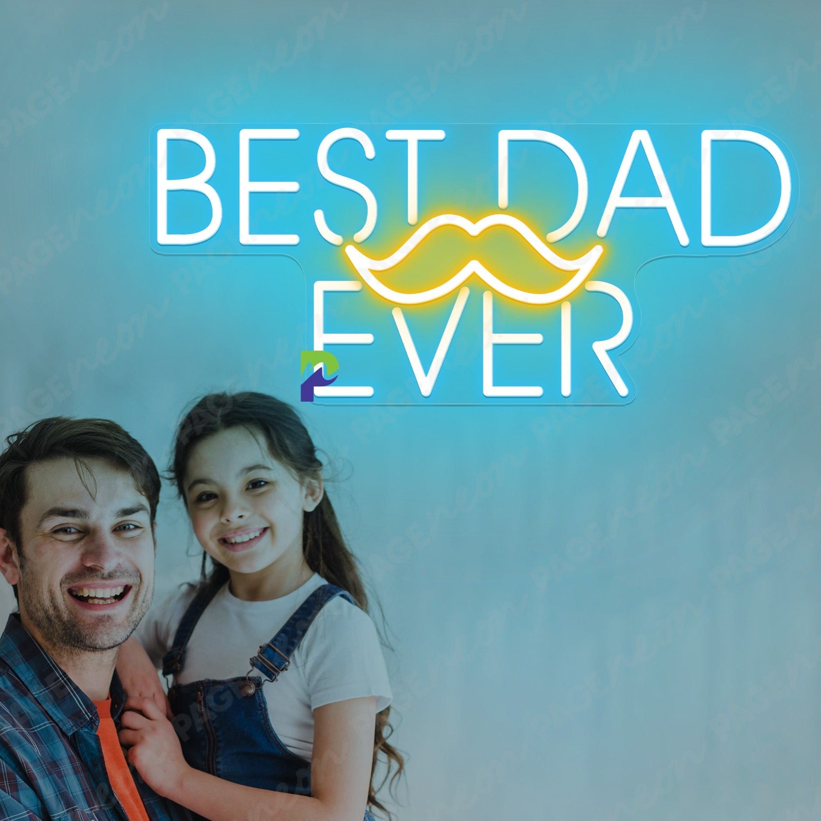 Best Dad Ever Neon Sign Fathers Day Led Light light blue