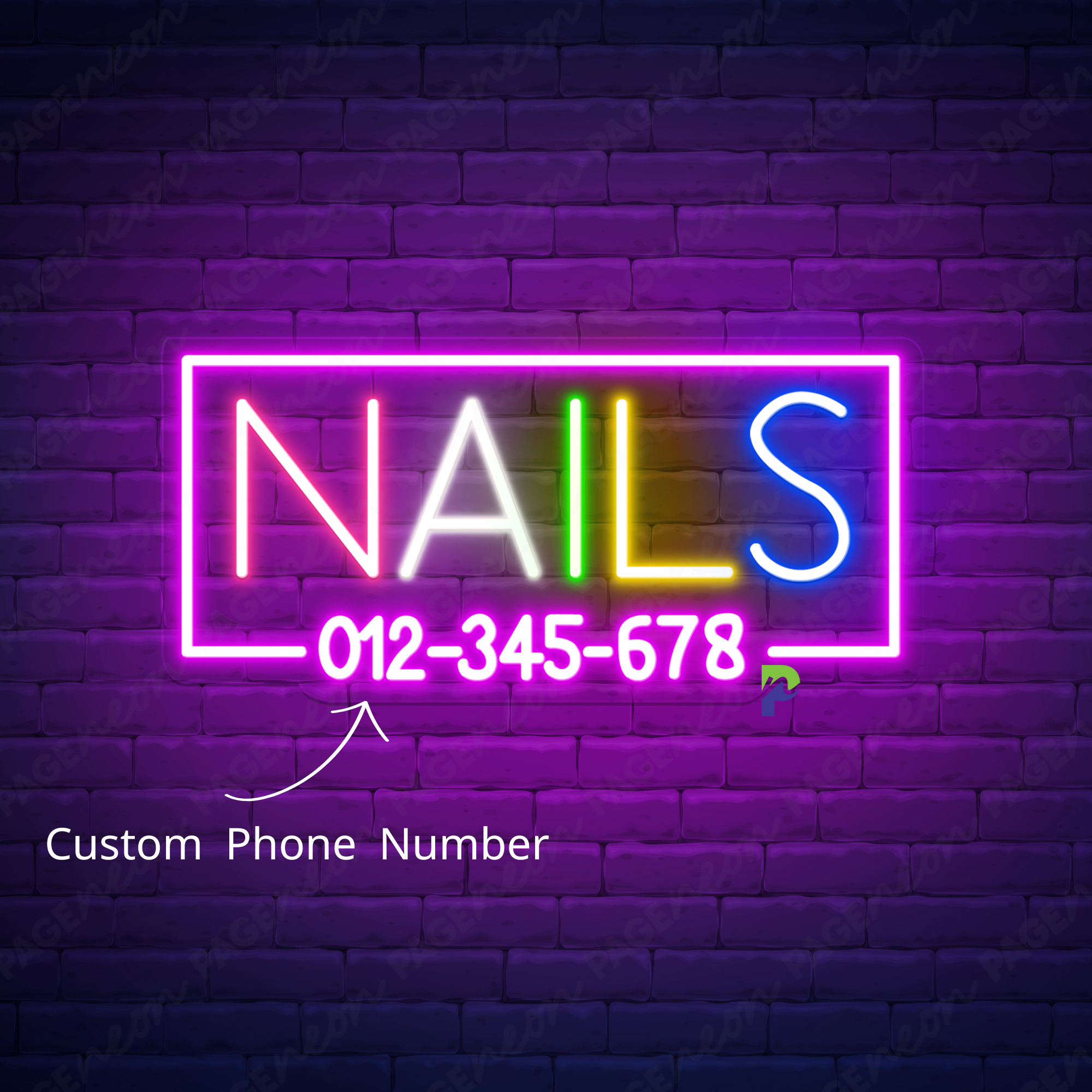 Neon Nail Salon Sign Custom Phone Number Led Light