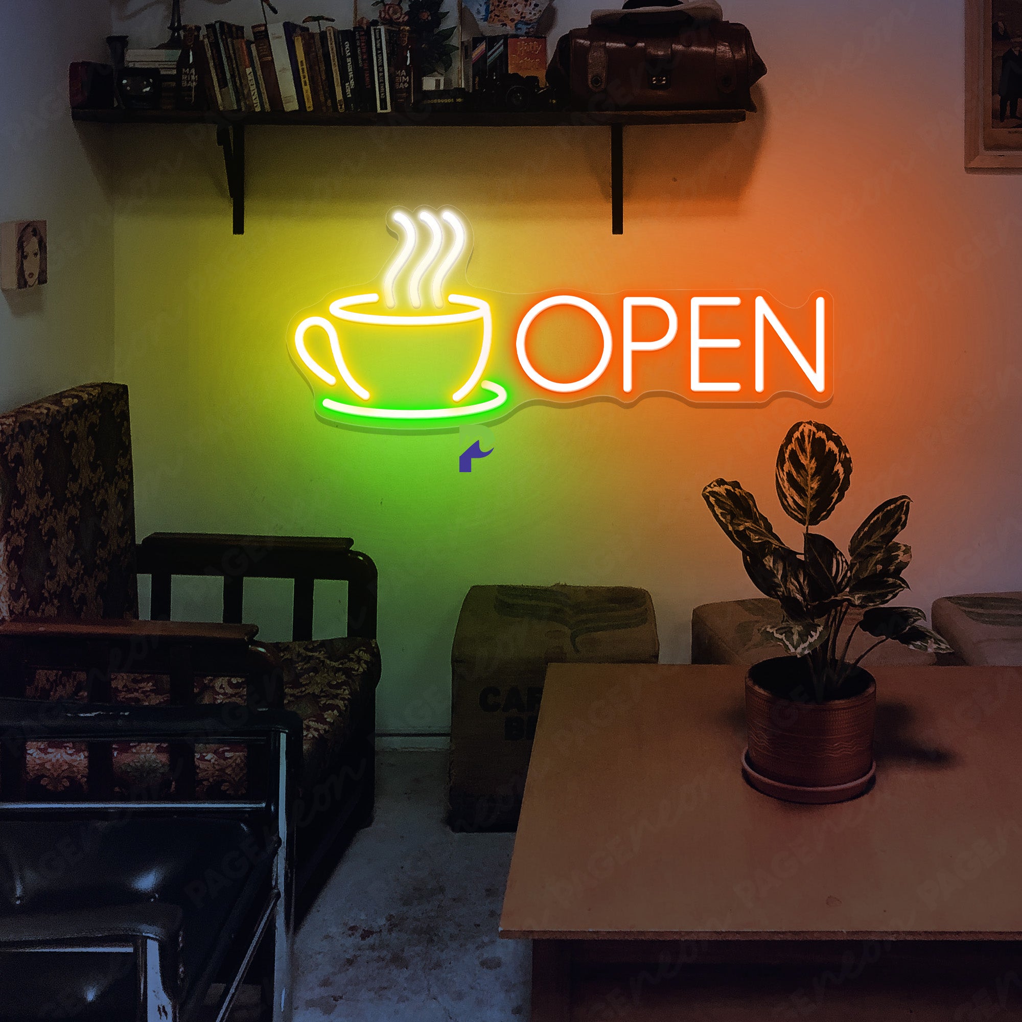 Cafe Open Neon Sign Led Light orange