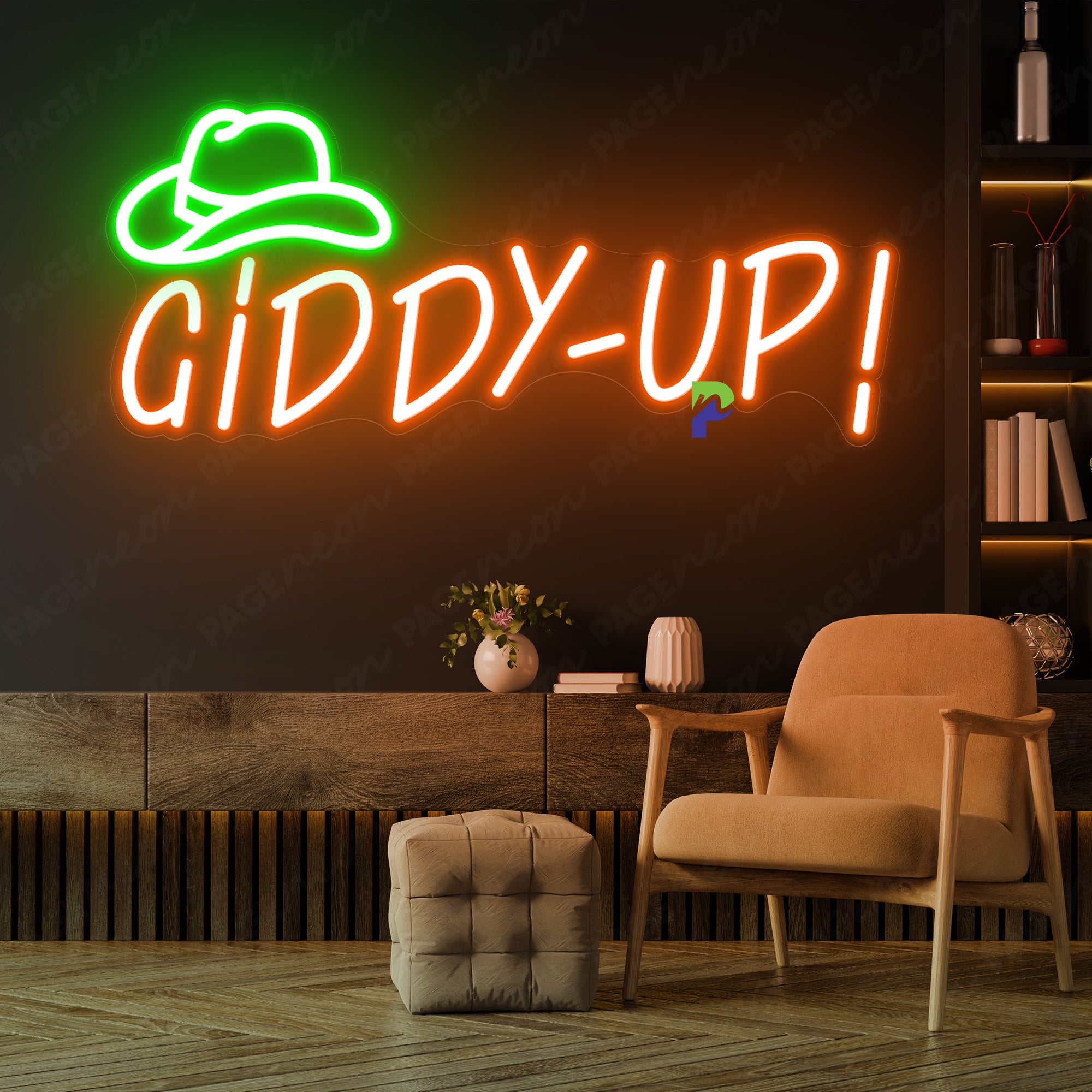 Giddy Up Neon Sign CowBoy Led Light Up Sign