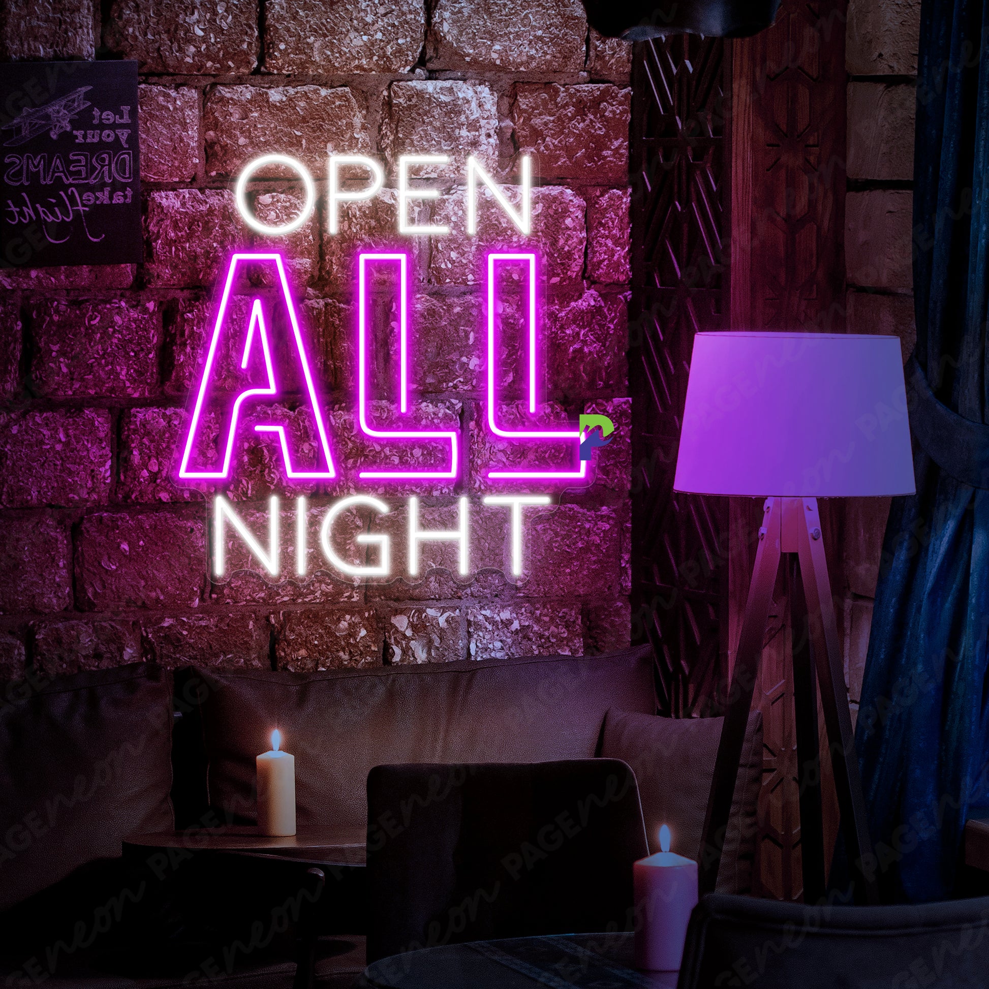 Open All Night Neon Sign Bar Led Light purple