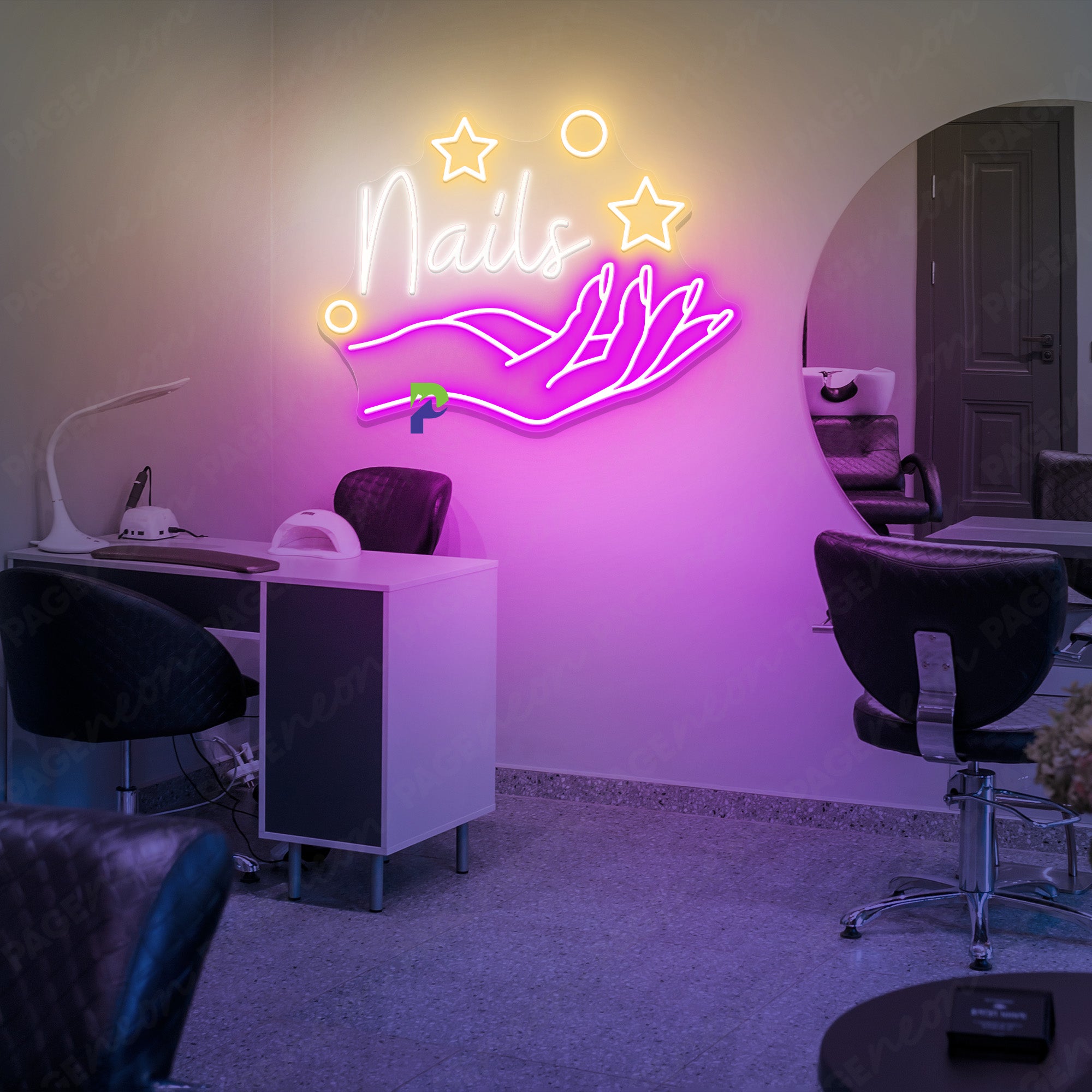 Neon Sign Nails Beauty Salon Led Light purple