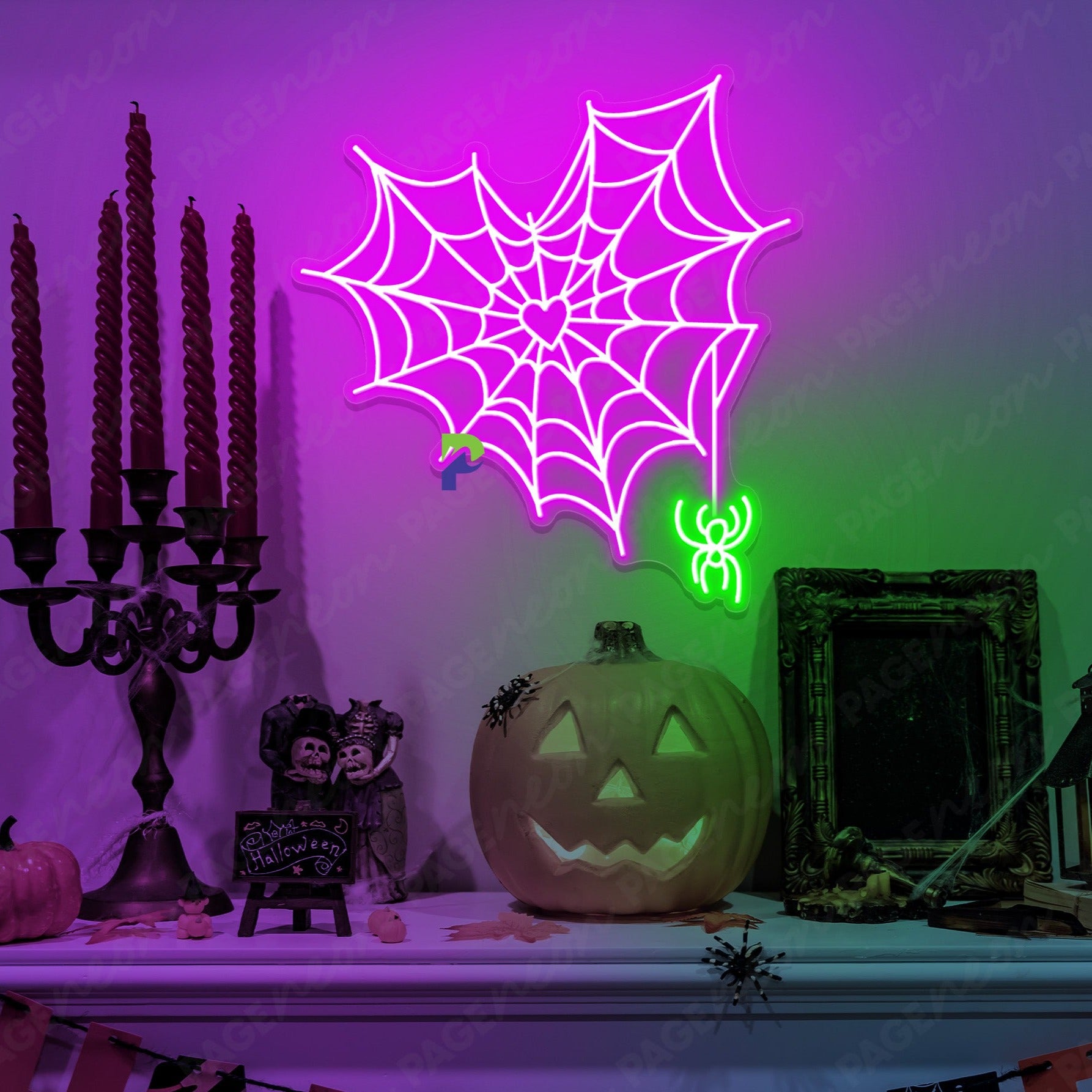 Spider Web Neon Sign Halloween Led Light purple