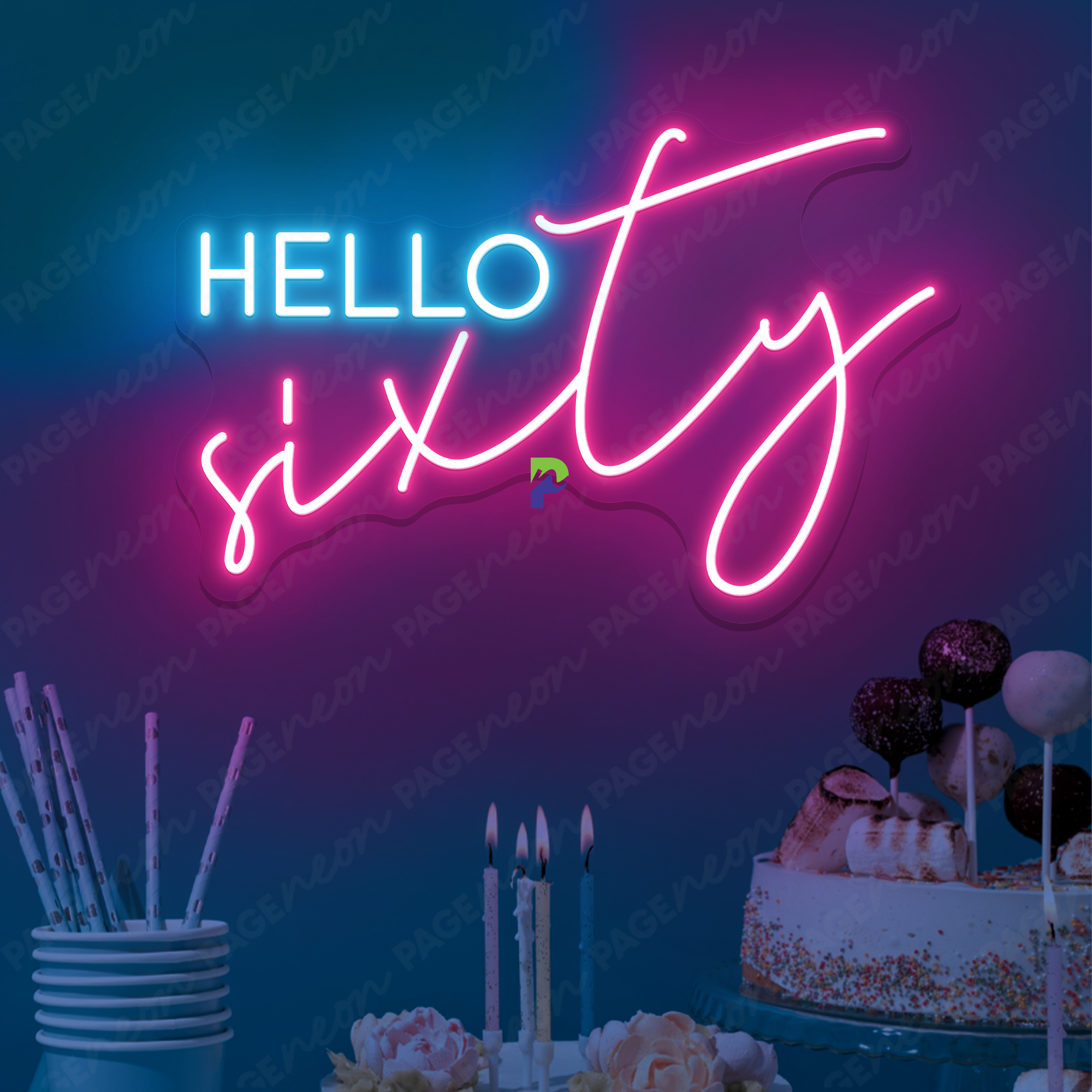 60th Birthday Neon Signs Hello Sixty Wall Party Decoration