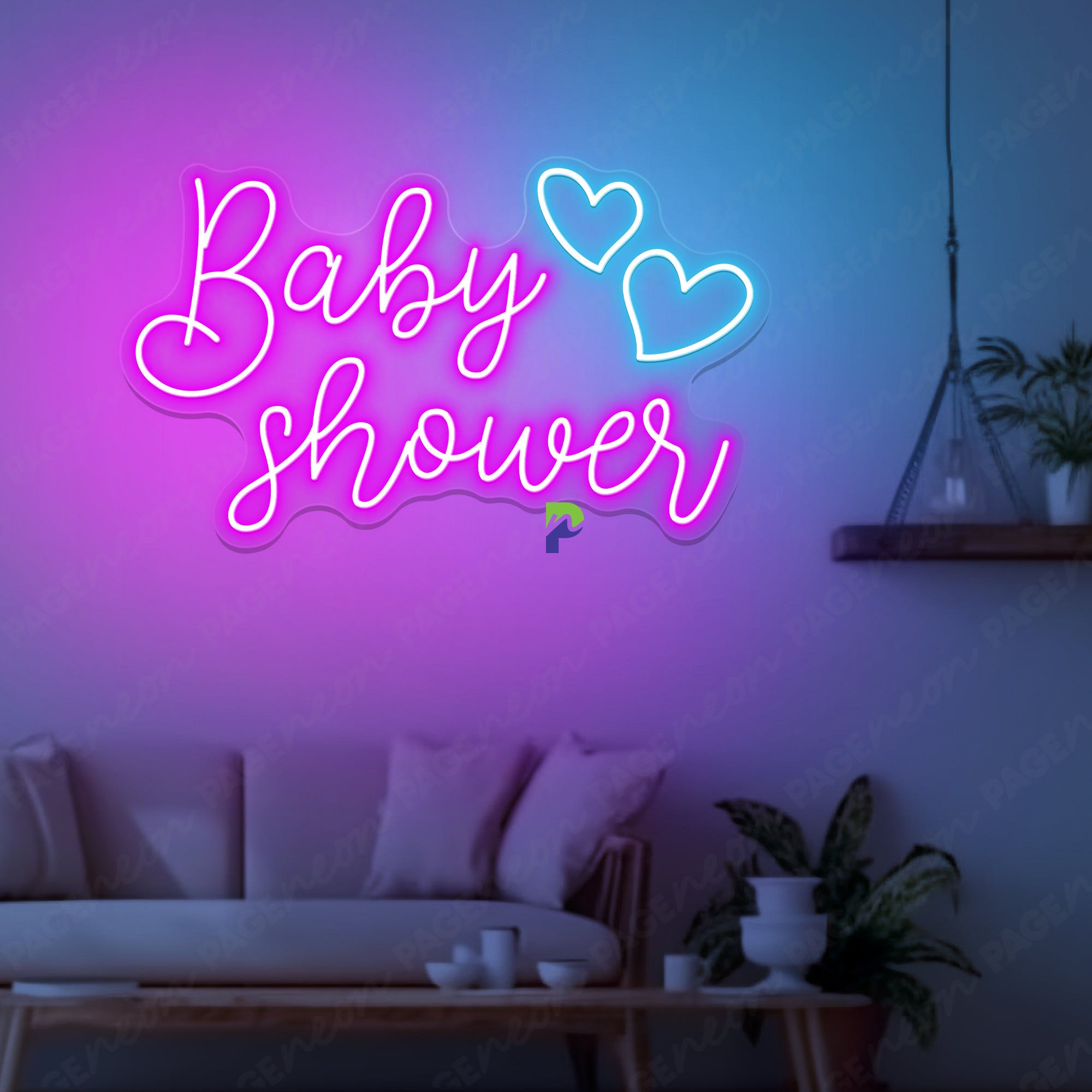 Baby Shower Sign Neon Heart Cute Led Light