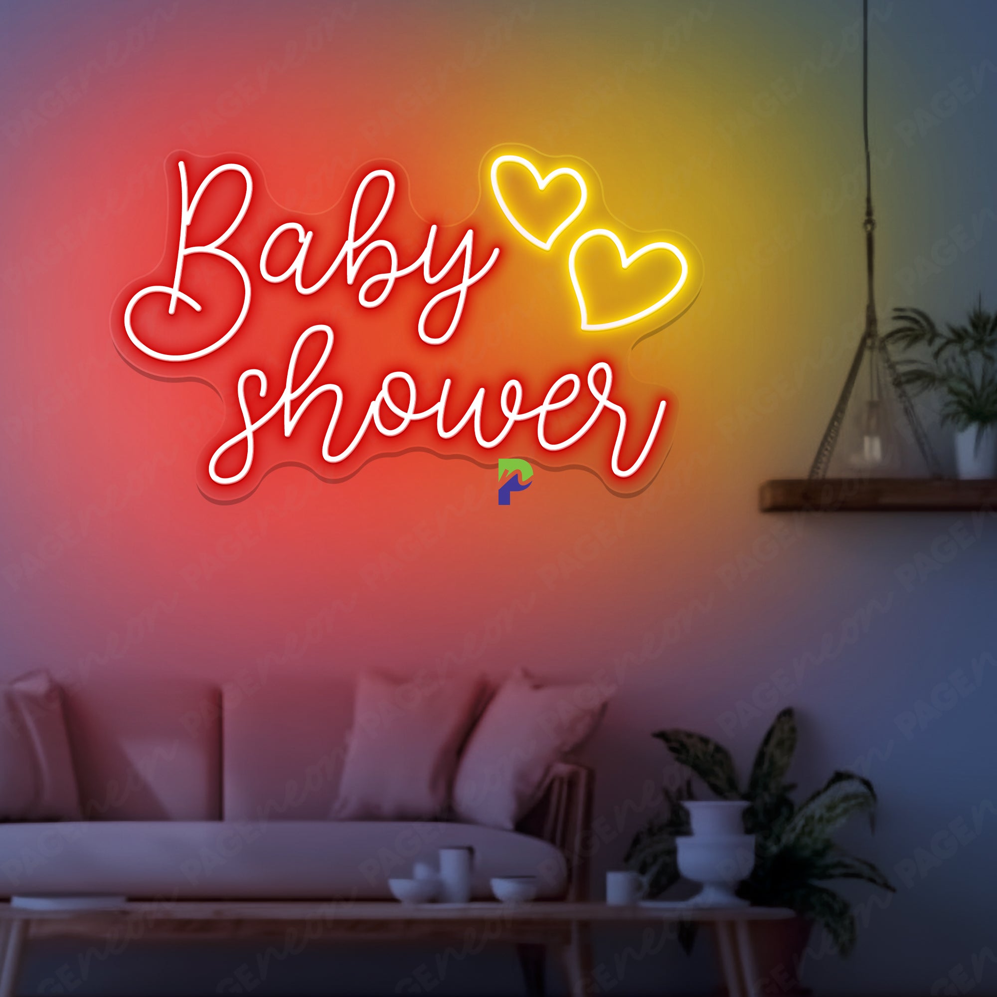 Baby Shower Sign Neon Heart Cute Led Light