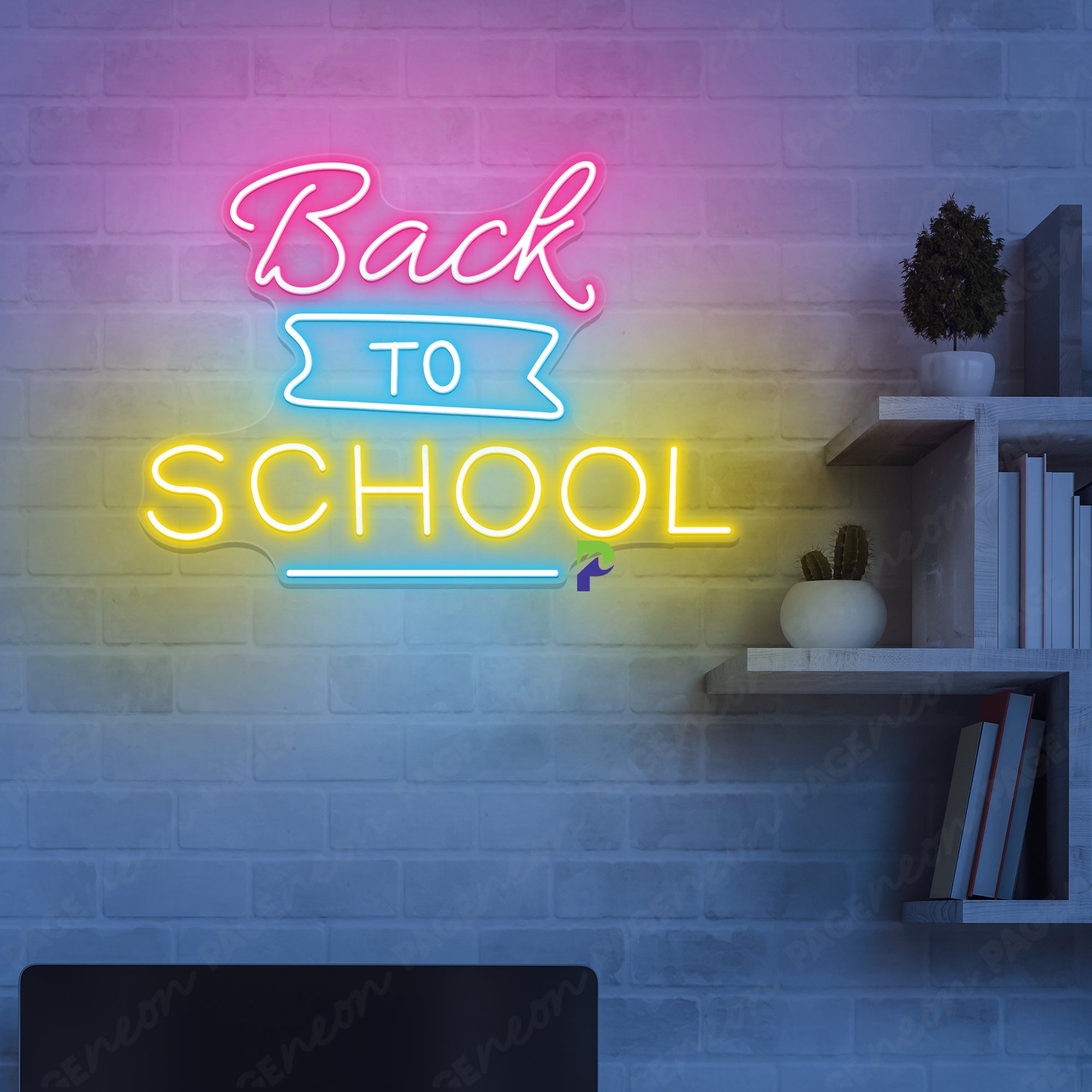【22日24時まで】NEON SIGN MOTION SCHOOL POLO Back To School Neon Light First Day Of School Sign - PageNeon