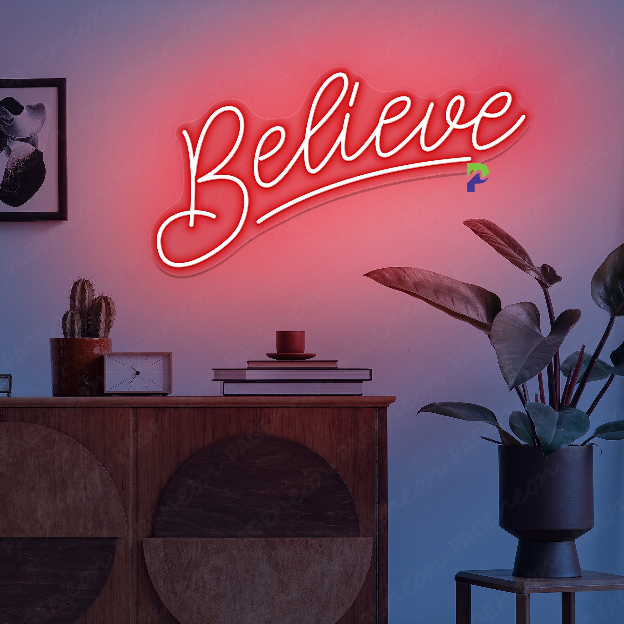 Believe Neon Sign Simple Inspirational Word Led Light