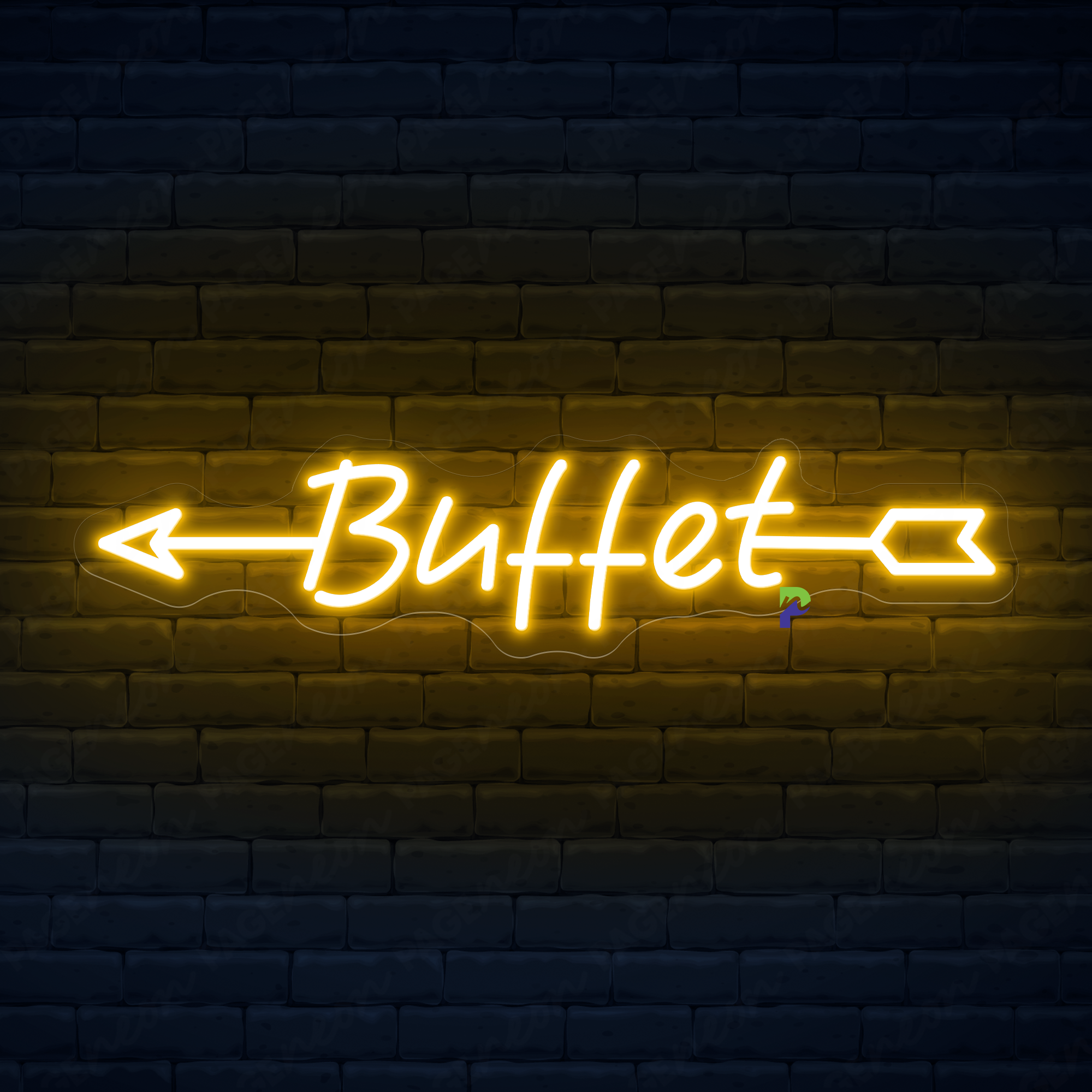 Buffet Neon Sign Custom Arrow Led Light