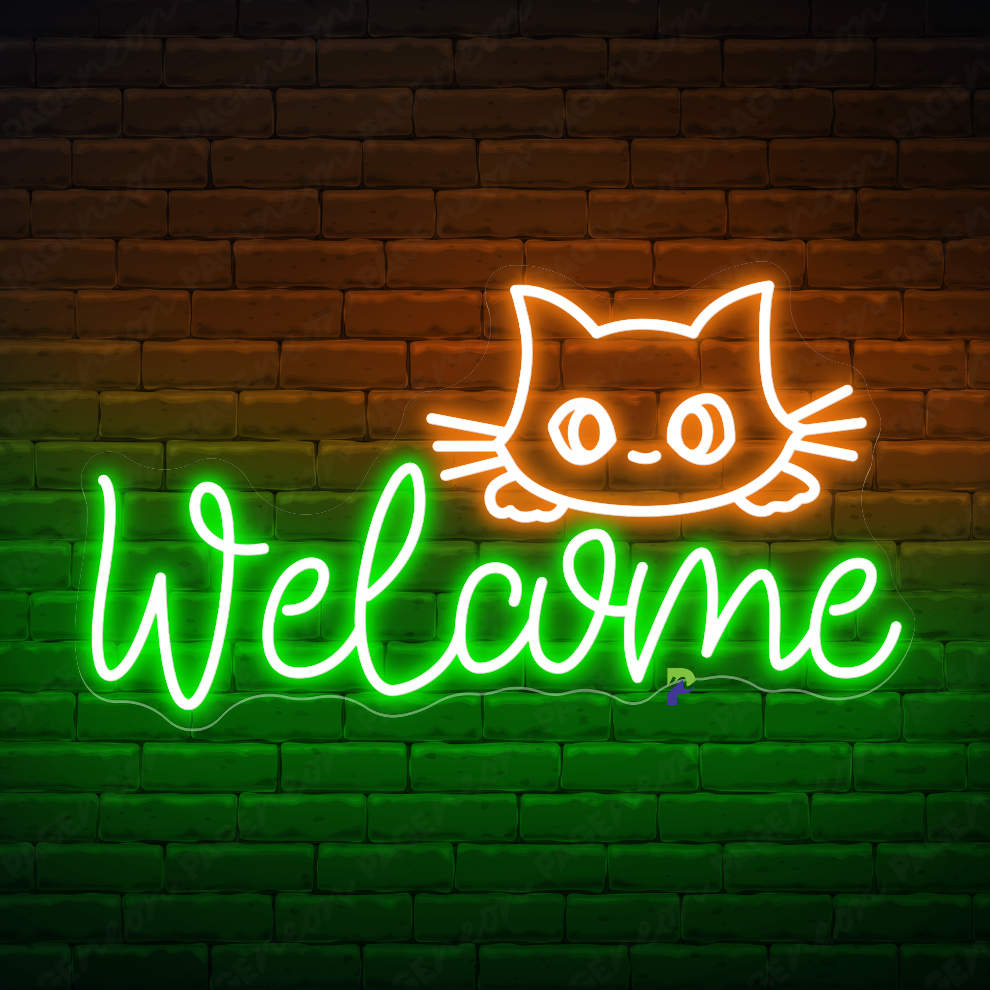 Cat Welcome Neon Sign Business Led Light