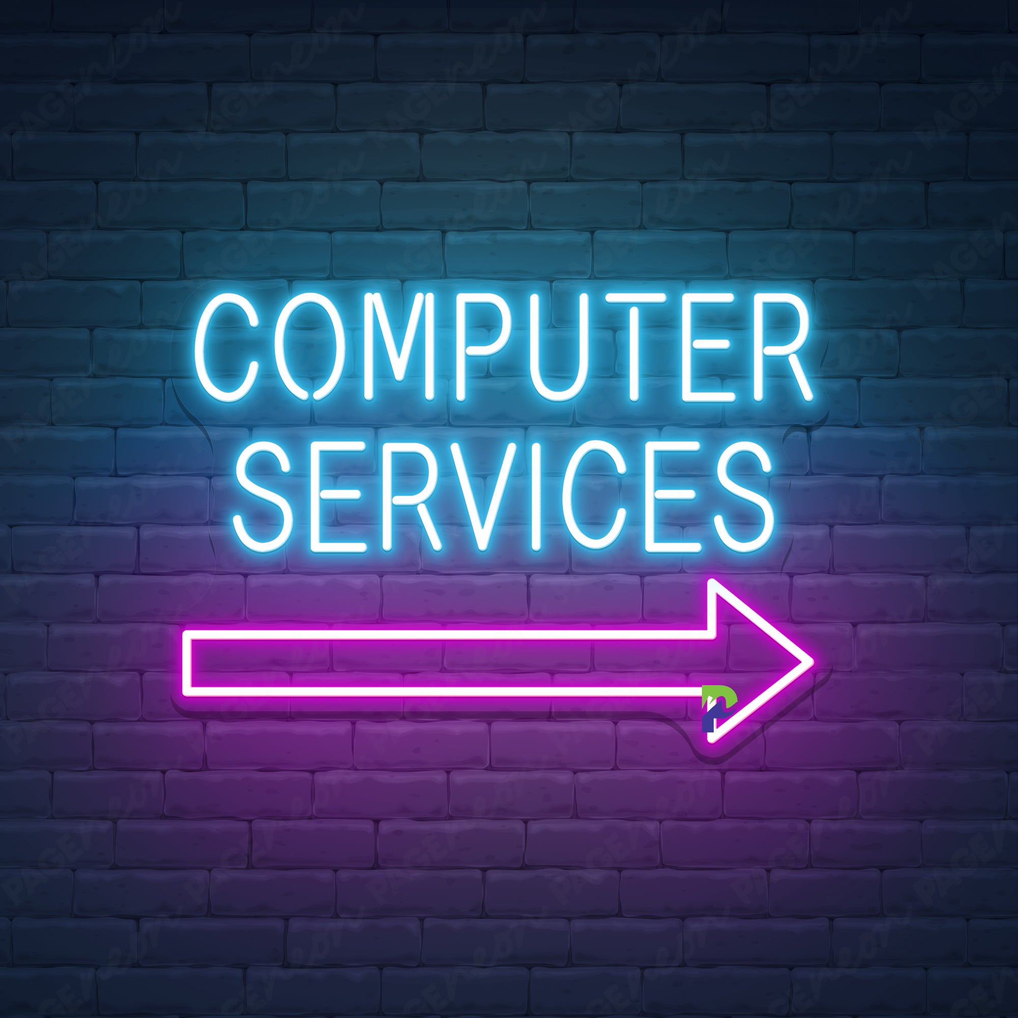 Computer Service Neon Signs Arrow Led Light