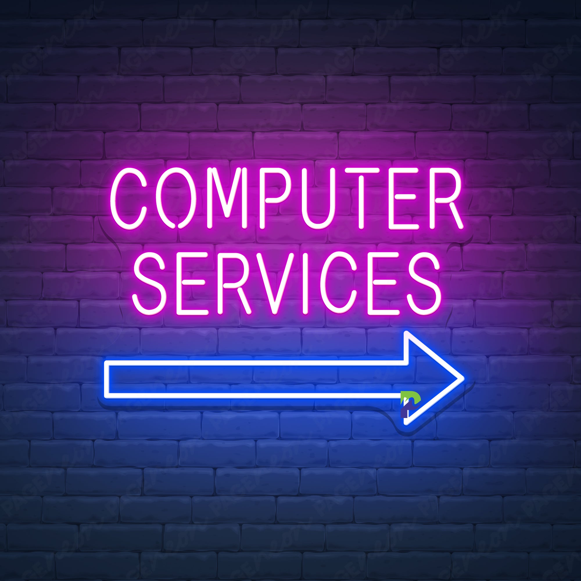 Computer Service Neon Signs Arrow Led Light