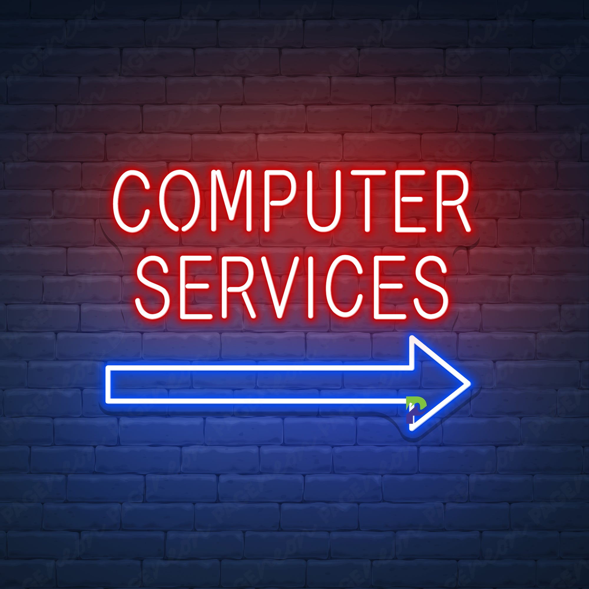 Computer Service Neon Signs Arrow Led Light