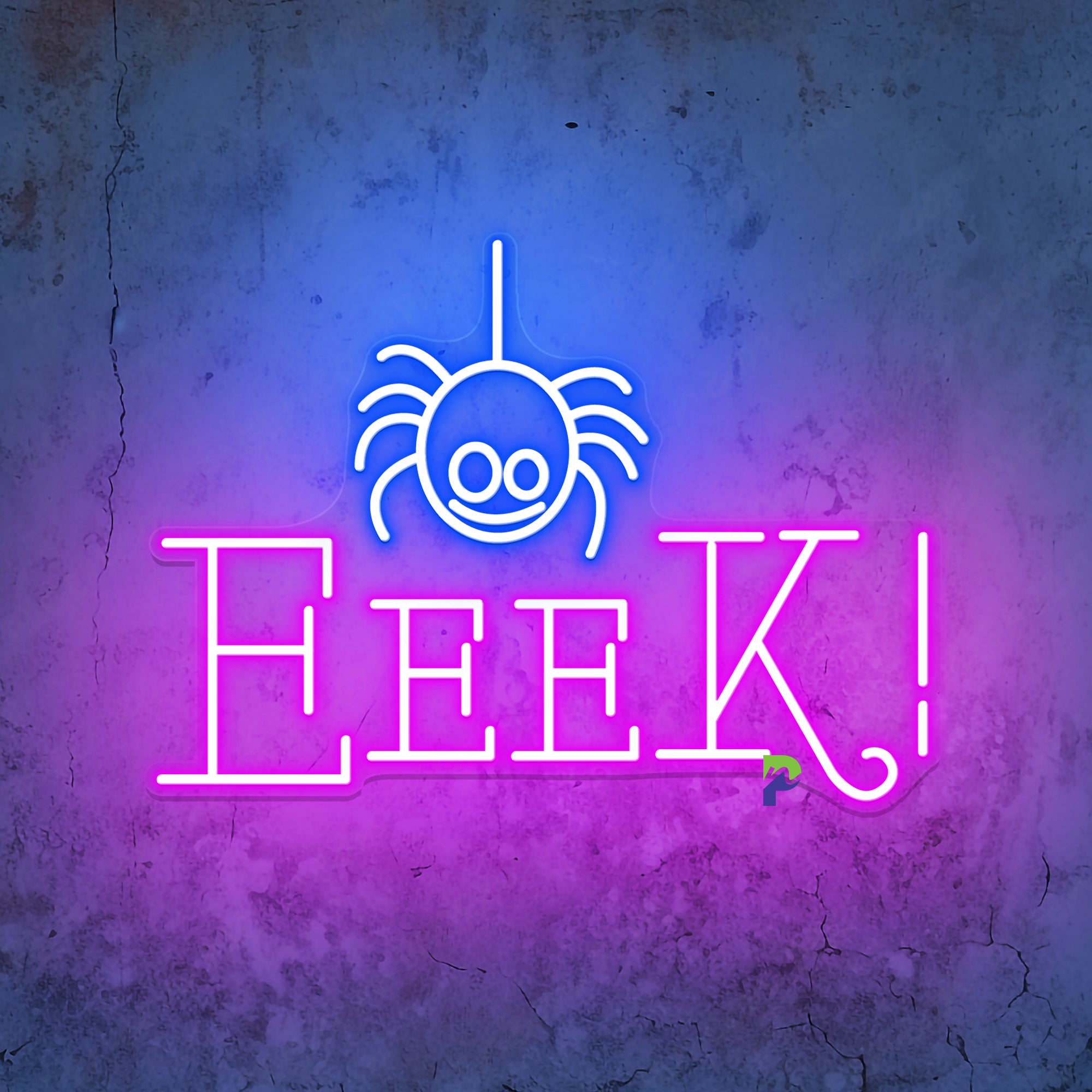 Eek Neon Spider Sign Led Light For Halloween