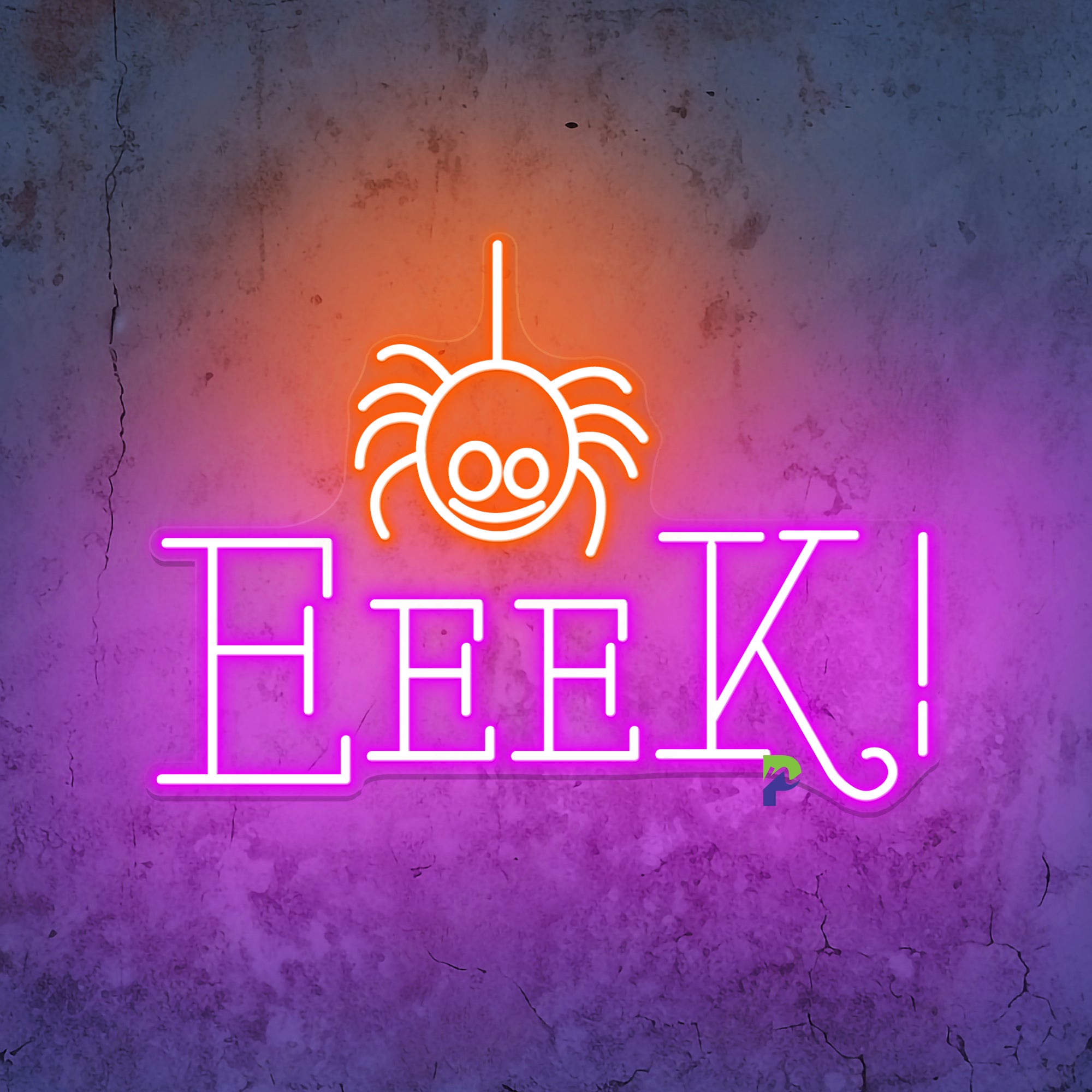 Eek Neon Spider Sign Led Light For Halloween