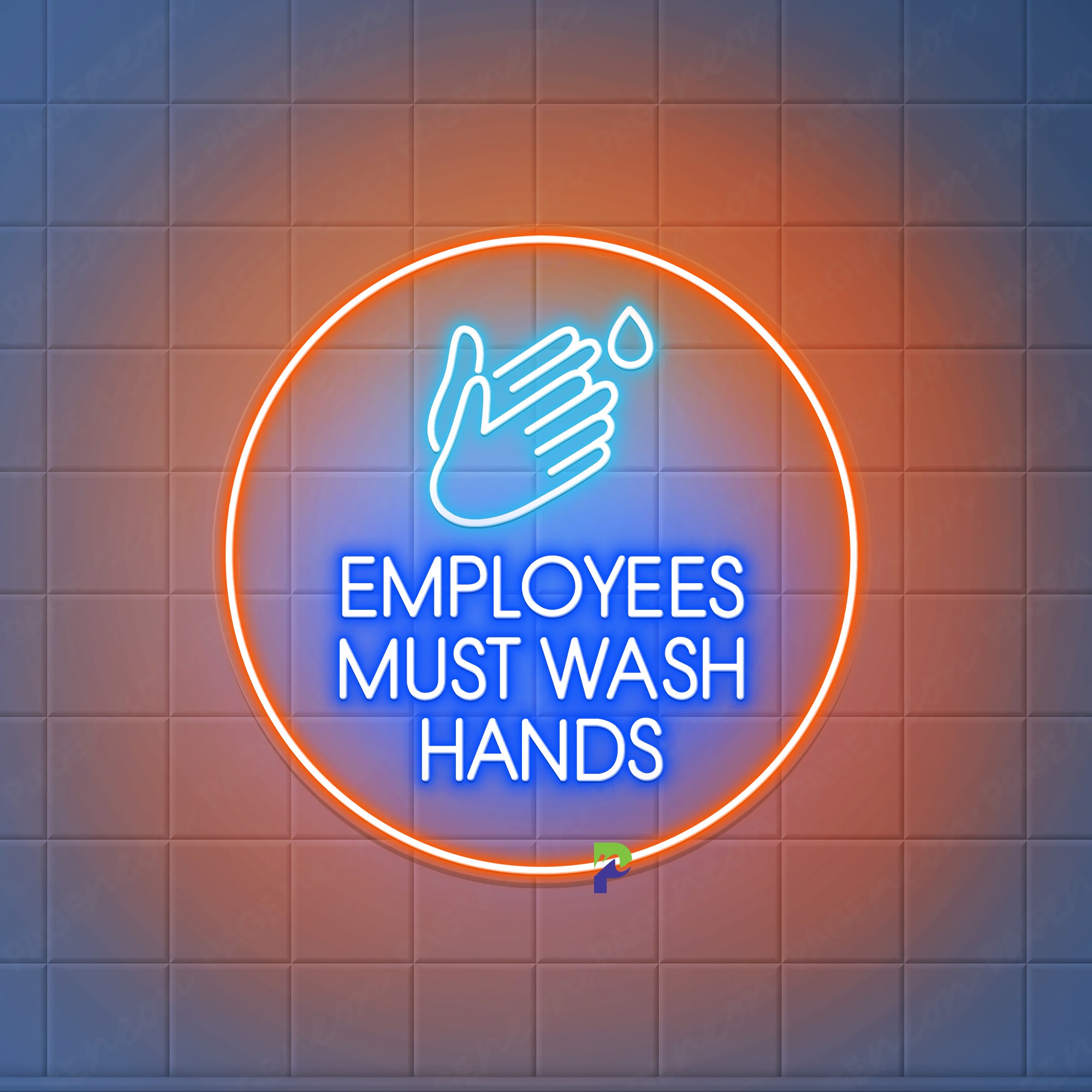 Employees Must Wash Hands Neon Sign Remind Led Light