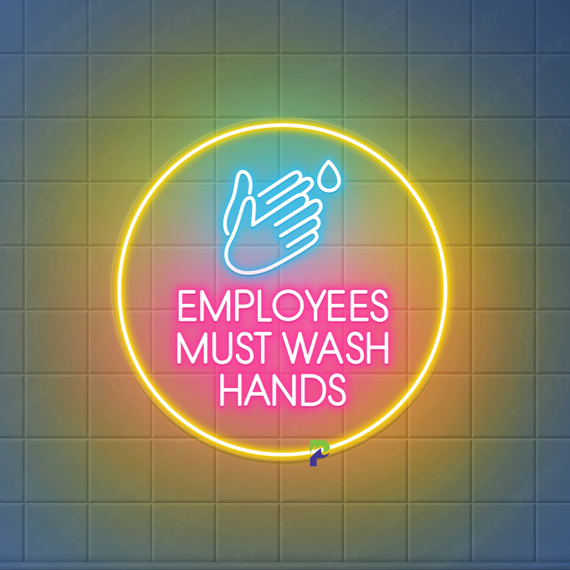 Employees Must Wash Hands Neon Sign Remind Led Light