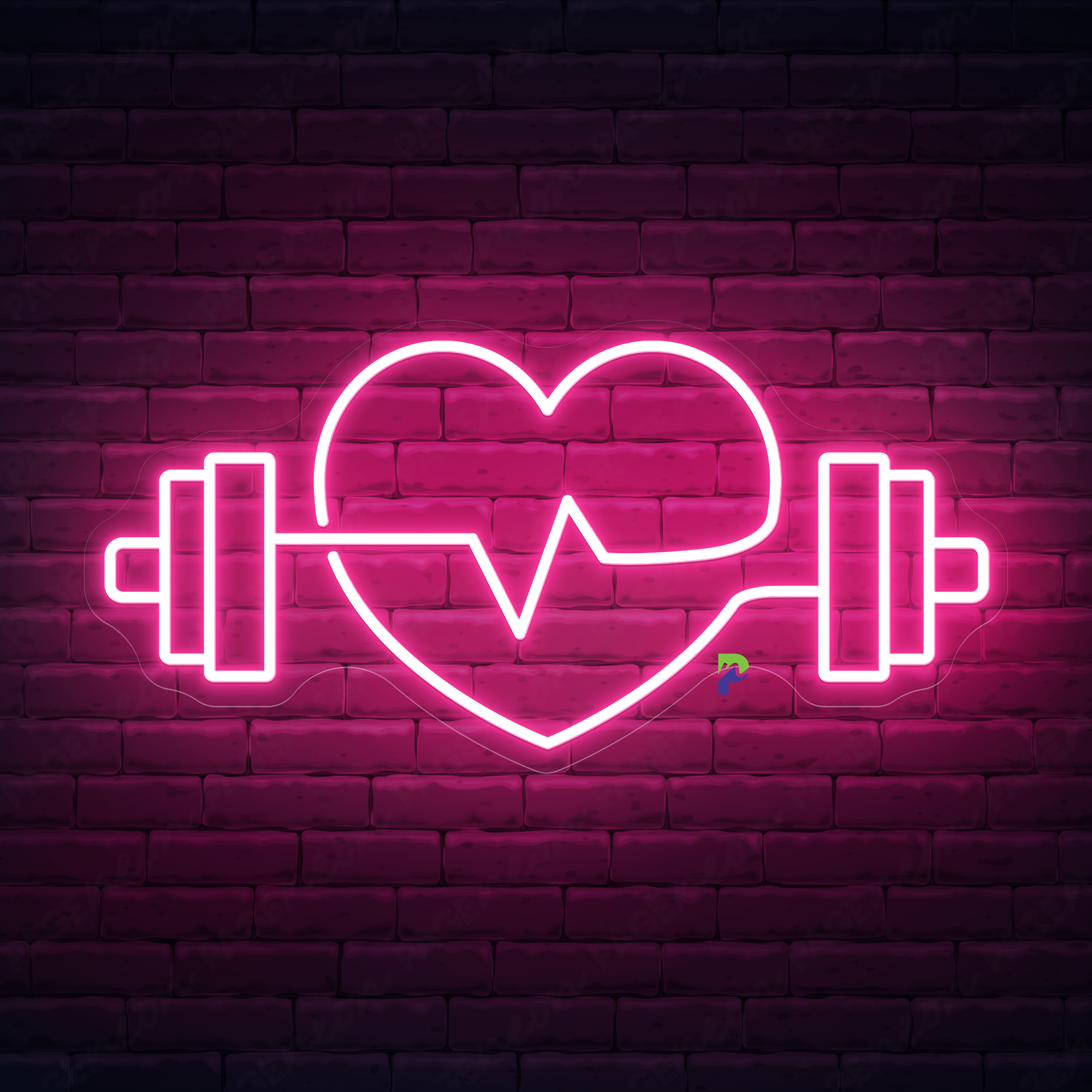 Fitness Neon Sign Strong Heart Led Light