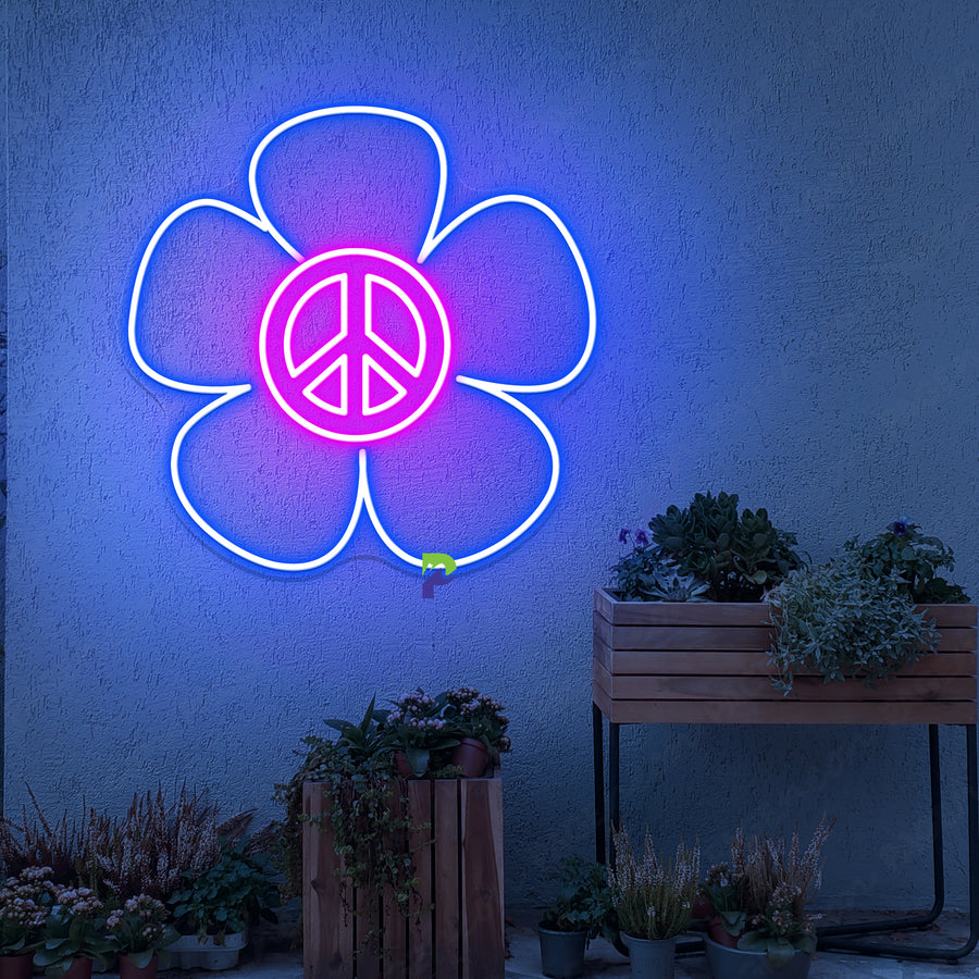 Flower Peace Neon Sign Aesthetic Symbol Led Light - PageNeon