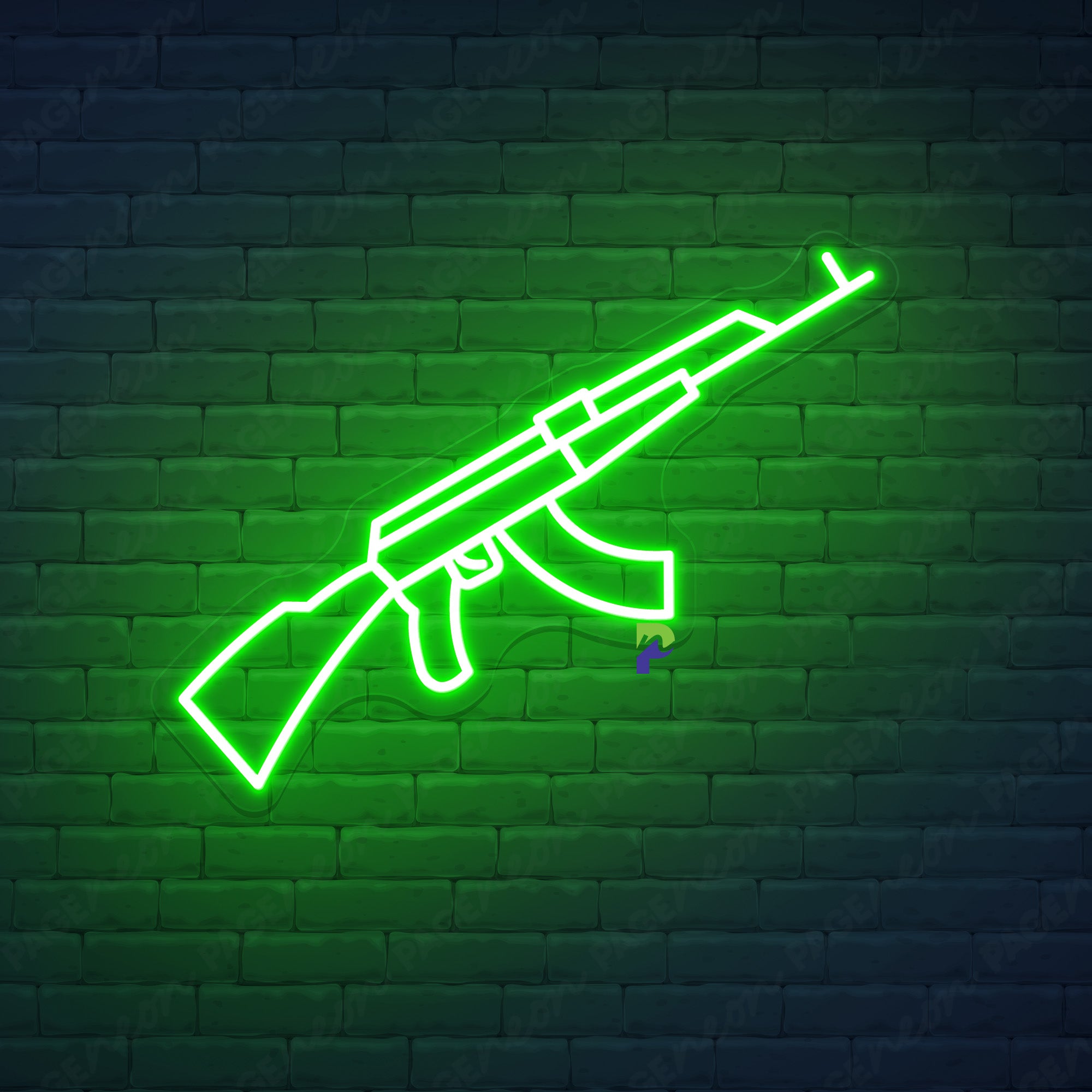 Gun Neon Signs Large Led Light