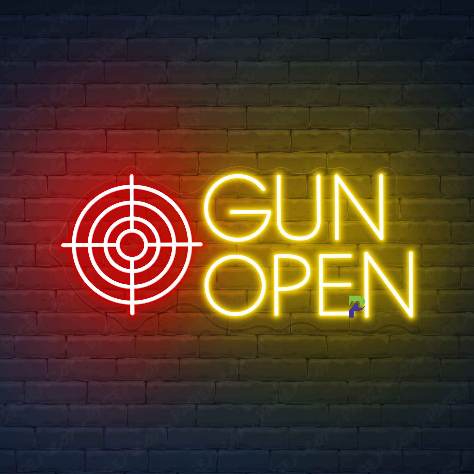 Gun Open Neon Signs Business Custom Led Light