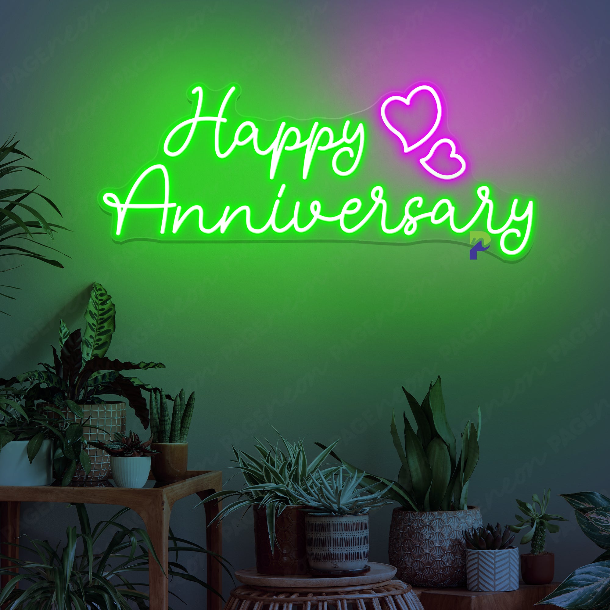 Happy Anniversary Neon Sign Romantic Led Light