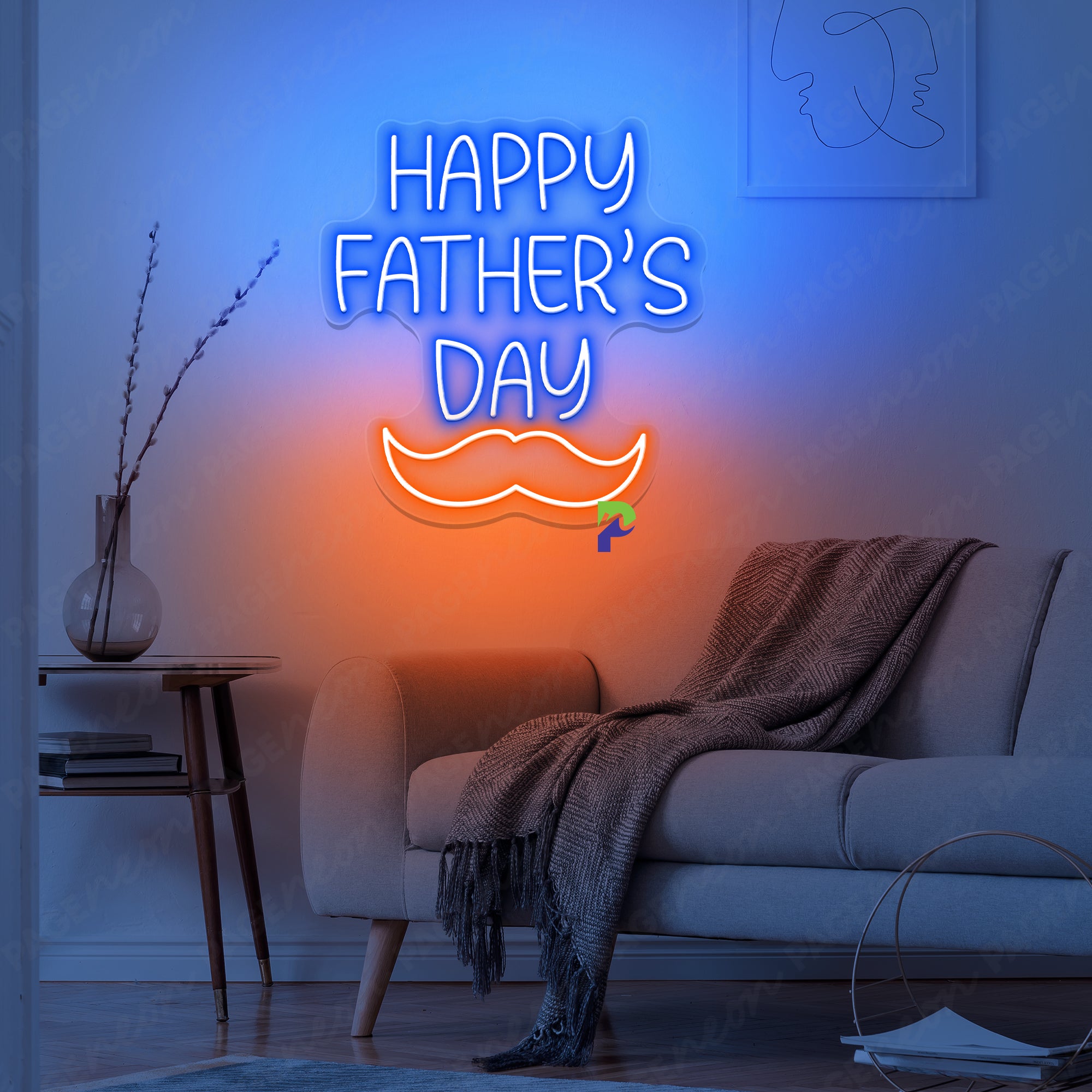 Happy Father’s Day Sign Beard Led Light