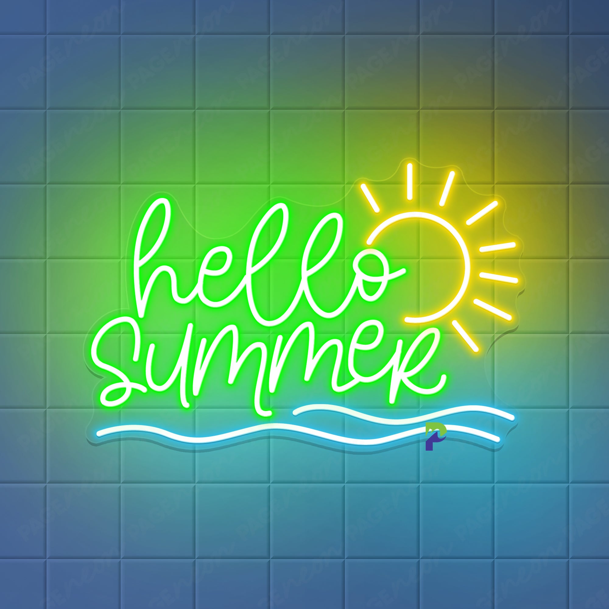 Hello Summer Neon Sign Sun Wave Led Light