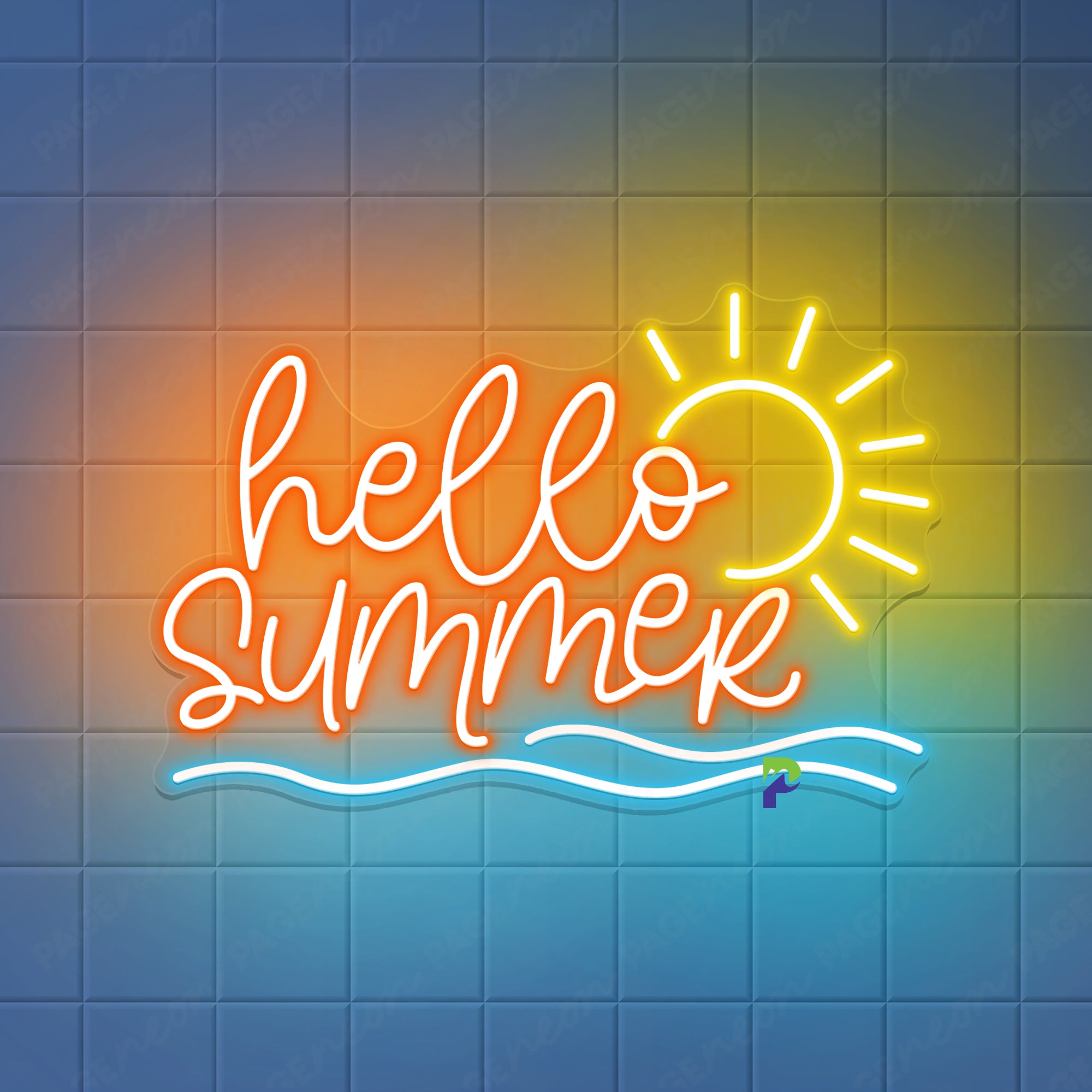 Hello Summer Neon Sign Sun Wave Led LightHello Summer Neon Sign Sun Wave Led Light