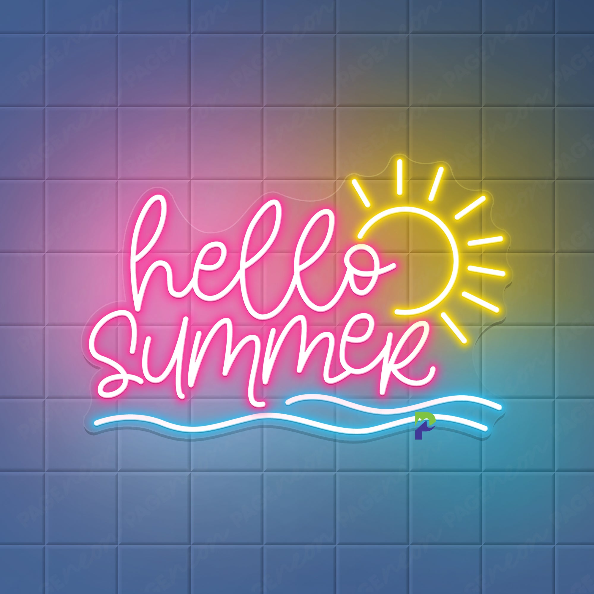 Hello Summer Neon Sign Sun Wave Led Light