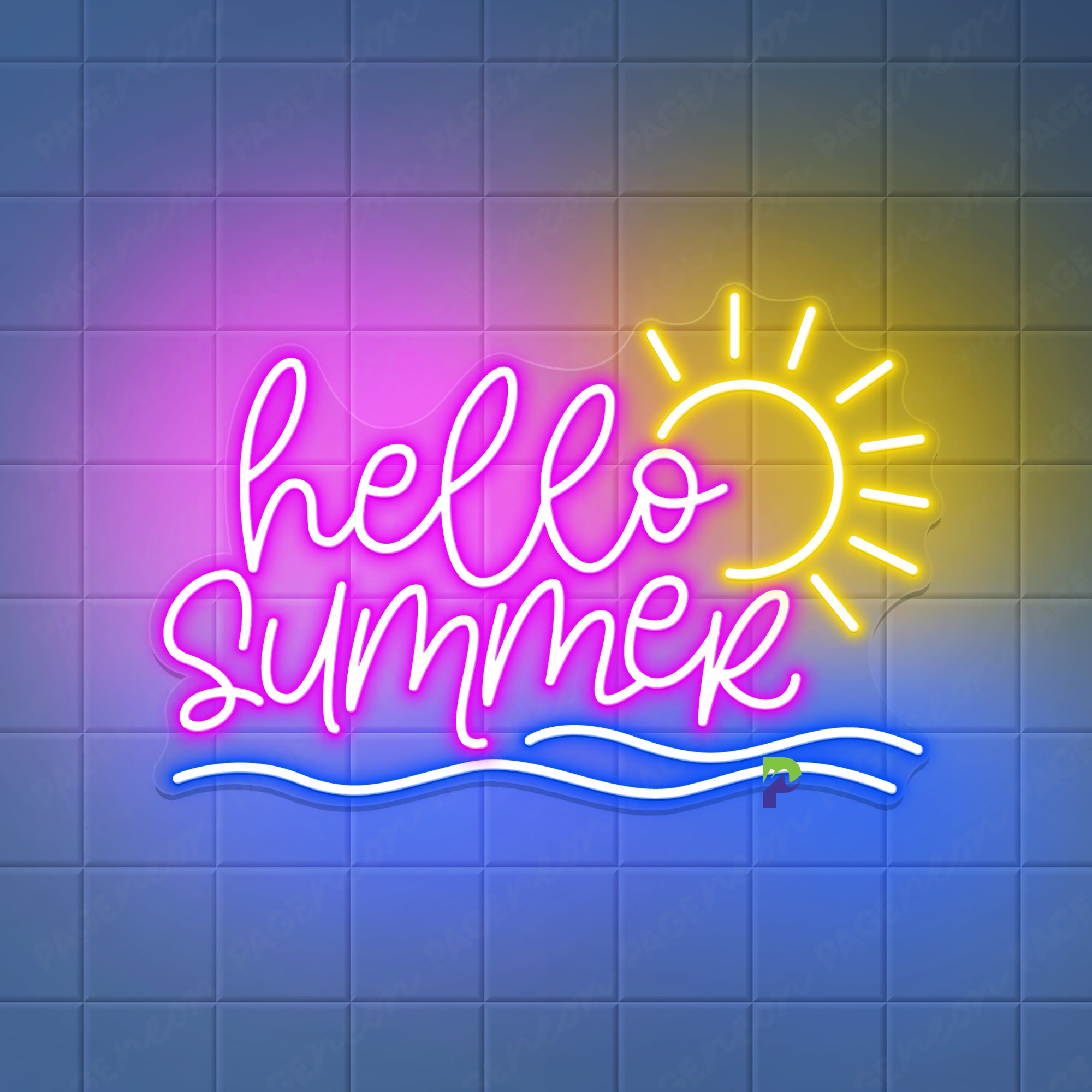 Hello Summer Neon Sign Sun Wave Led Light